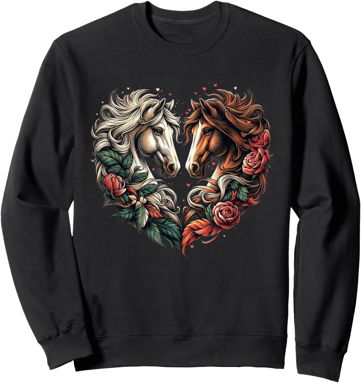 Horse Love Heart Equestrian Horse Rider Lovers Sweatshirt - Sweatshirt | Black