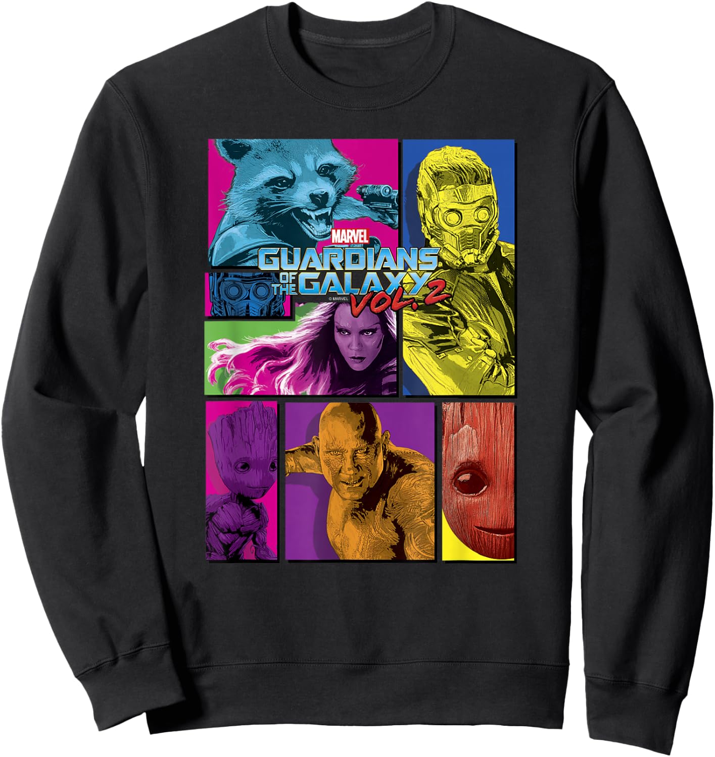 Marvel Guardians of The Galaxy Vol 2 Neon Team Panels Sweatshirt - Sweatshirt | Black