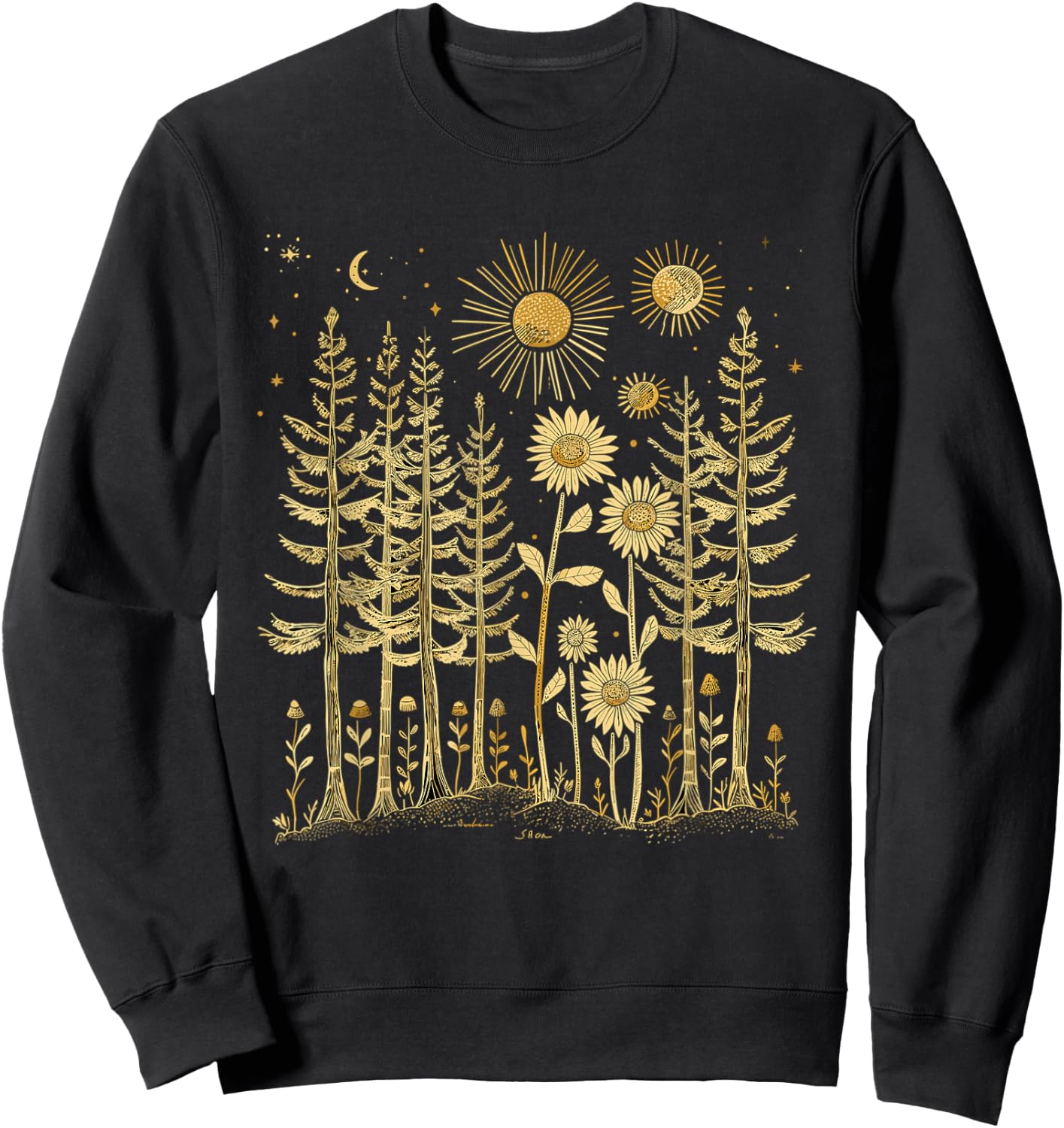 Wildlife Trees Nature Pine Tree Forest Outdoor Sweatshirt - Sweatshirt | Black