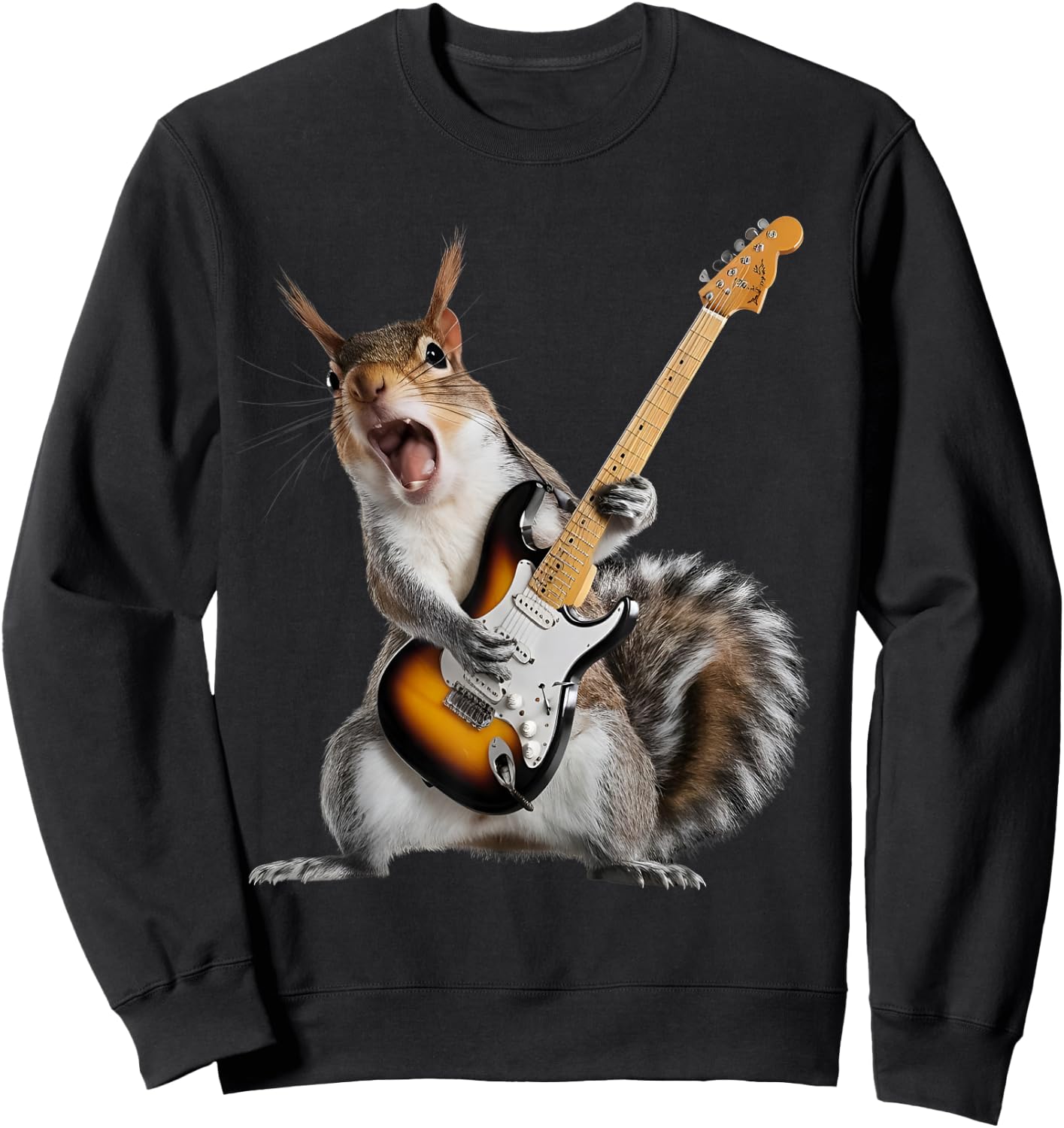 Squirrel Playing Guitar Sweatshirt - Sweatshirt | Black