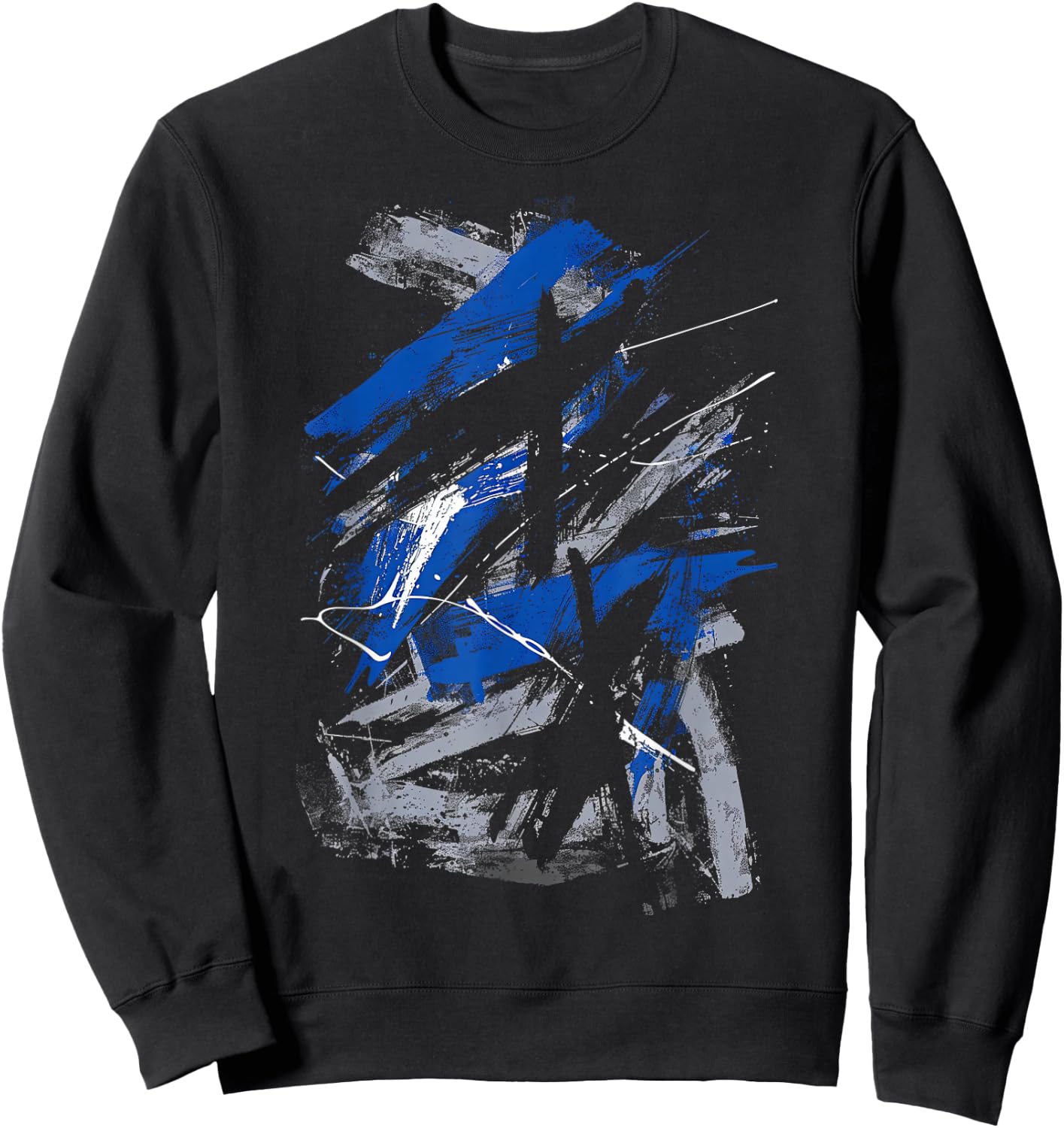 Blue and Black Urban Art Graphic Sweatshirt - Sweatshirt | Black
