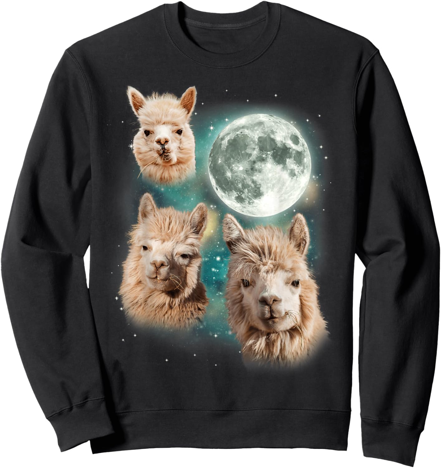 Three Alpacas Howling At The Moon | Alpaca Farm Owner Parody Sweatshirt - Sweatshirt | Black