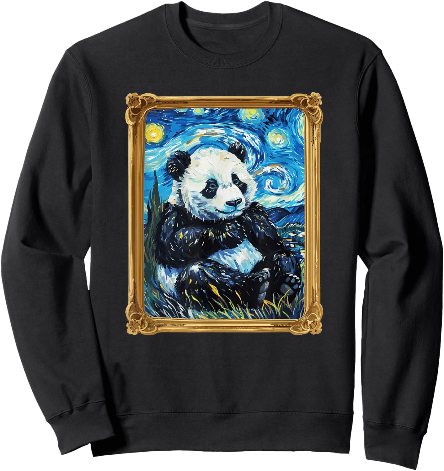 Starry Night Famous Painting Panda Sweatshirt - Sweatshirt | Black