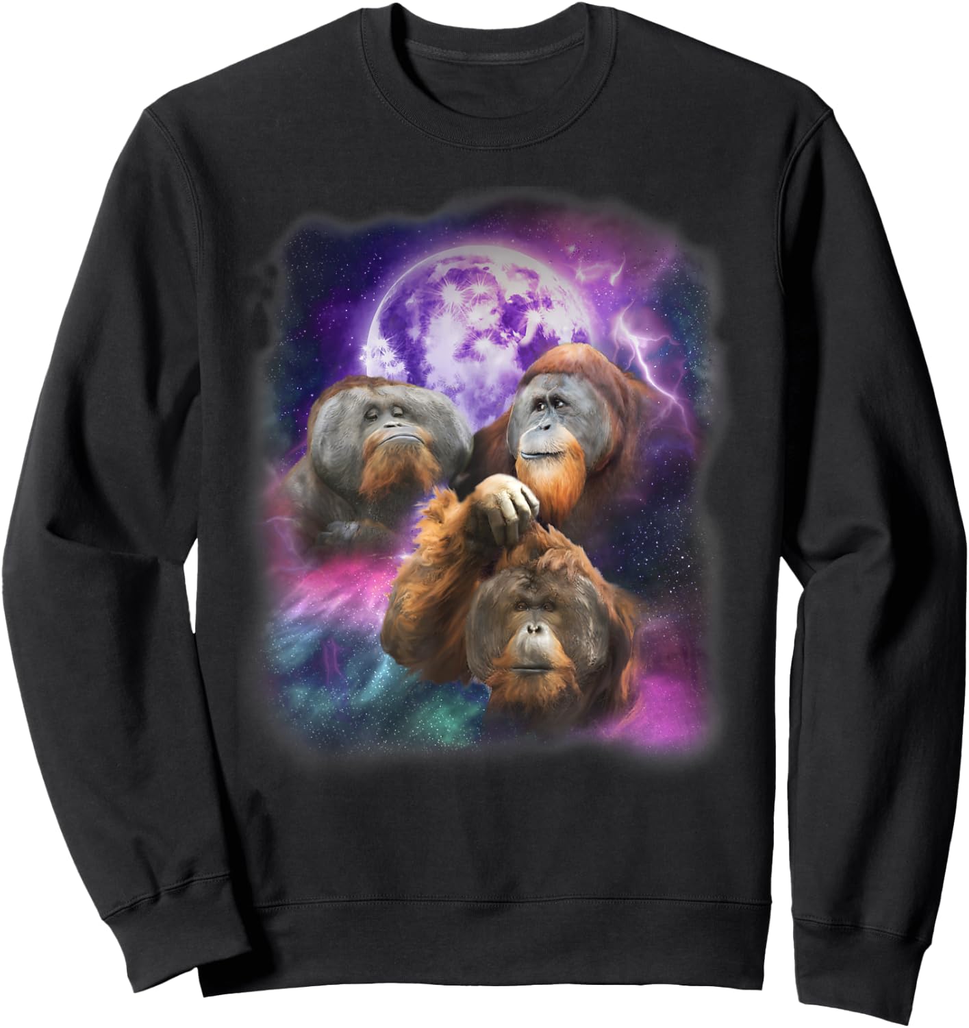 Orangutans Howling at the Moon Shirt - Funny Orangutan Sweatshirt - Sweatshirt | Black