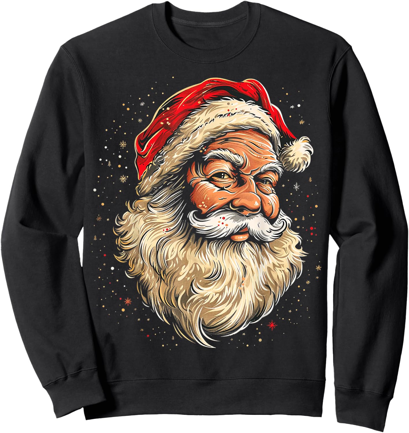 Santa Claus Christmas Graphic X-Mas Art Family Santa Claus Sweatshirt - Sweatshirt | Black