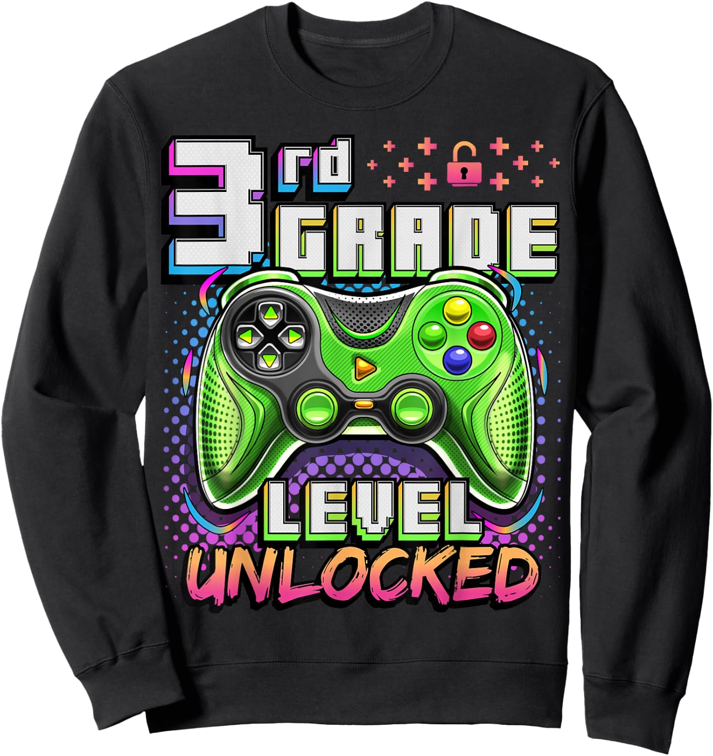 Back to School 3rd Grade Boys Gamer First Day School Level Sweatshirt - Sweatshirt | Black