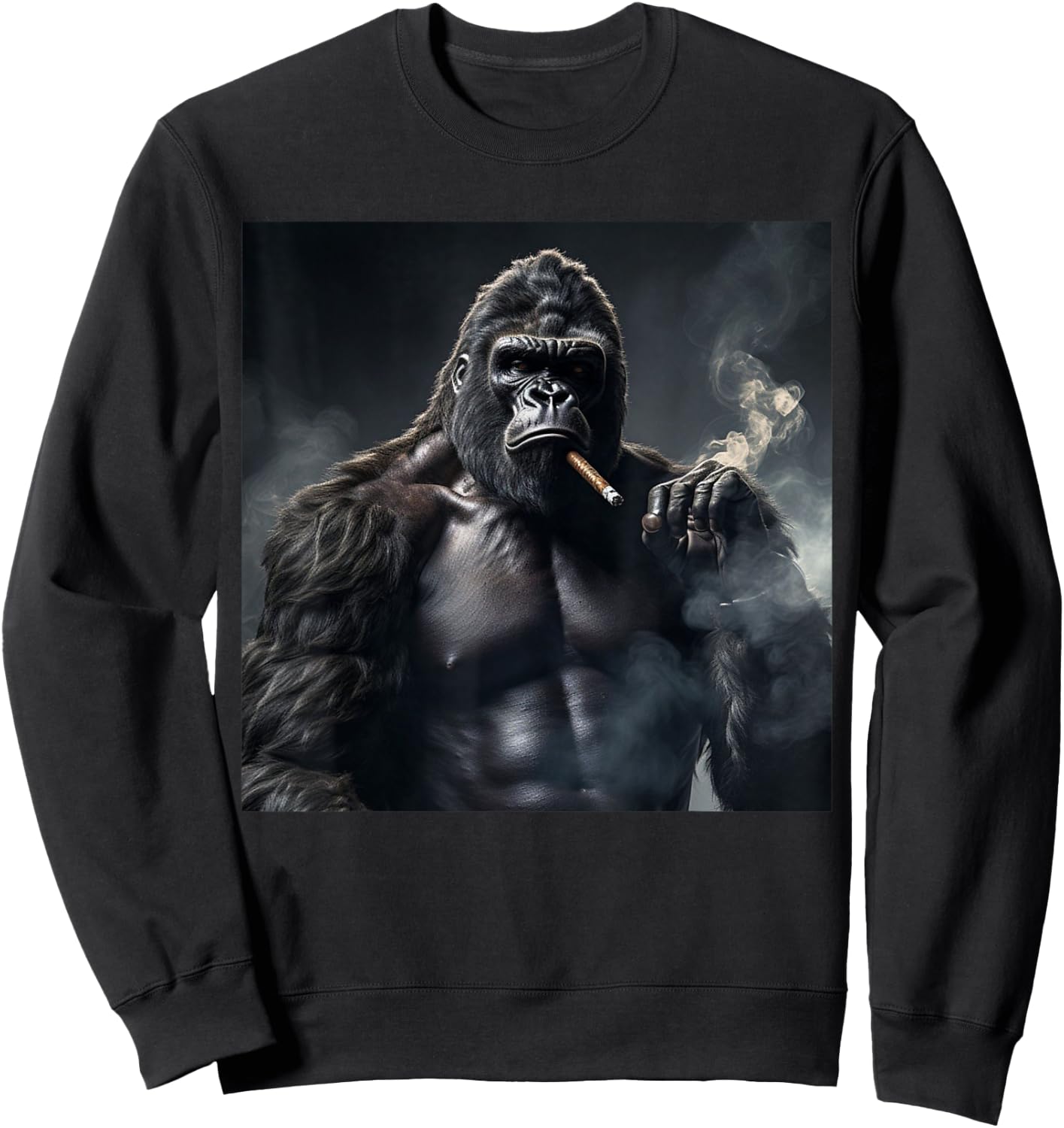 Funny Monkey Cigar Gorilla Smoking Cigarette Animal Lover Sweatshirt - Sweatshirt | Black