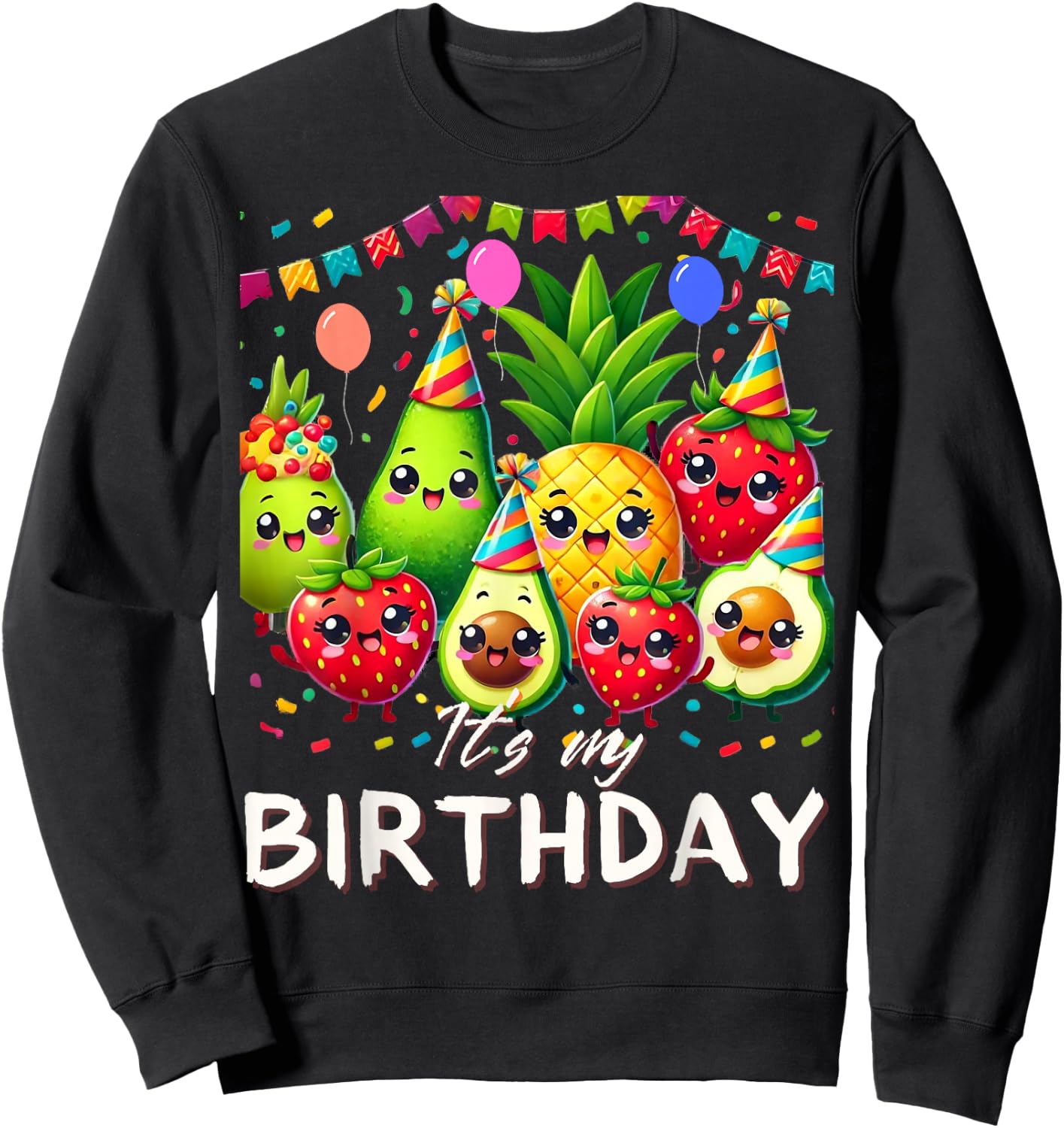 My Birthday Toddler Kids Birthday Boy Girl Funny Fruit Sweatshirt - Sweatshirt | Black