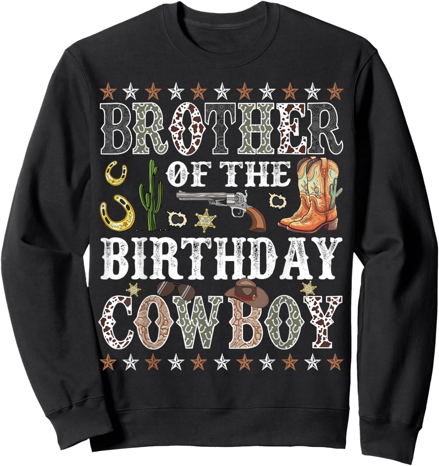 Brother Of The Birthday Cowboy Rodeo Brother Sweatshirt - Sweatshirt | Black