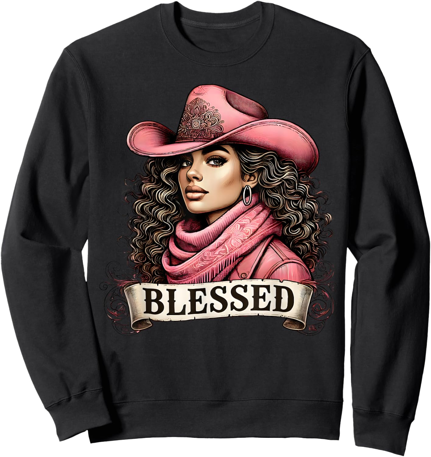 Blessed Black Cowgirl Christian Black Cowgirl Western Texas Sweatshirt - Sweatshirt | Black