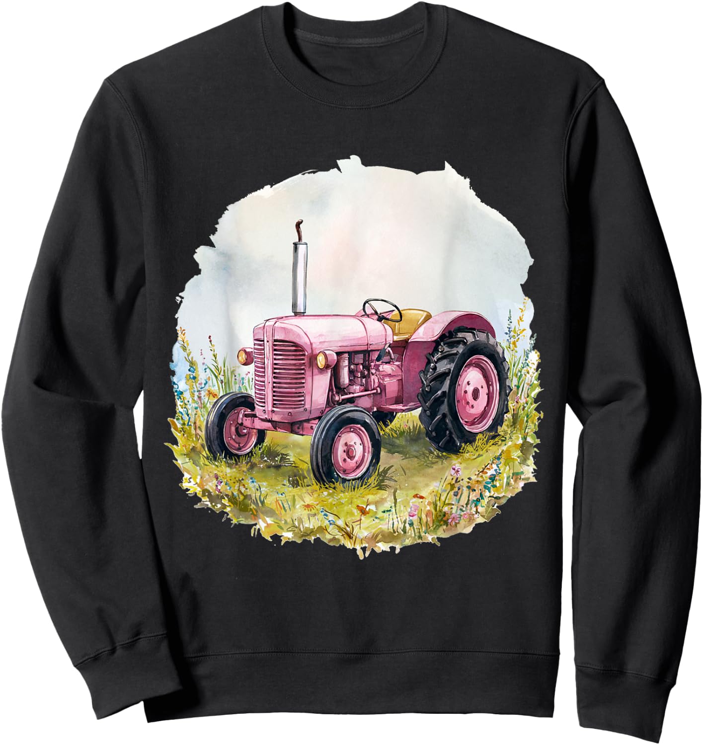 Farm Girl Pink Tractor Women design Sweatshirt - Sweatshirt | Black