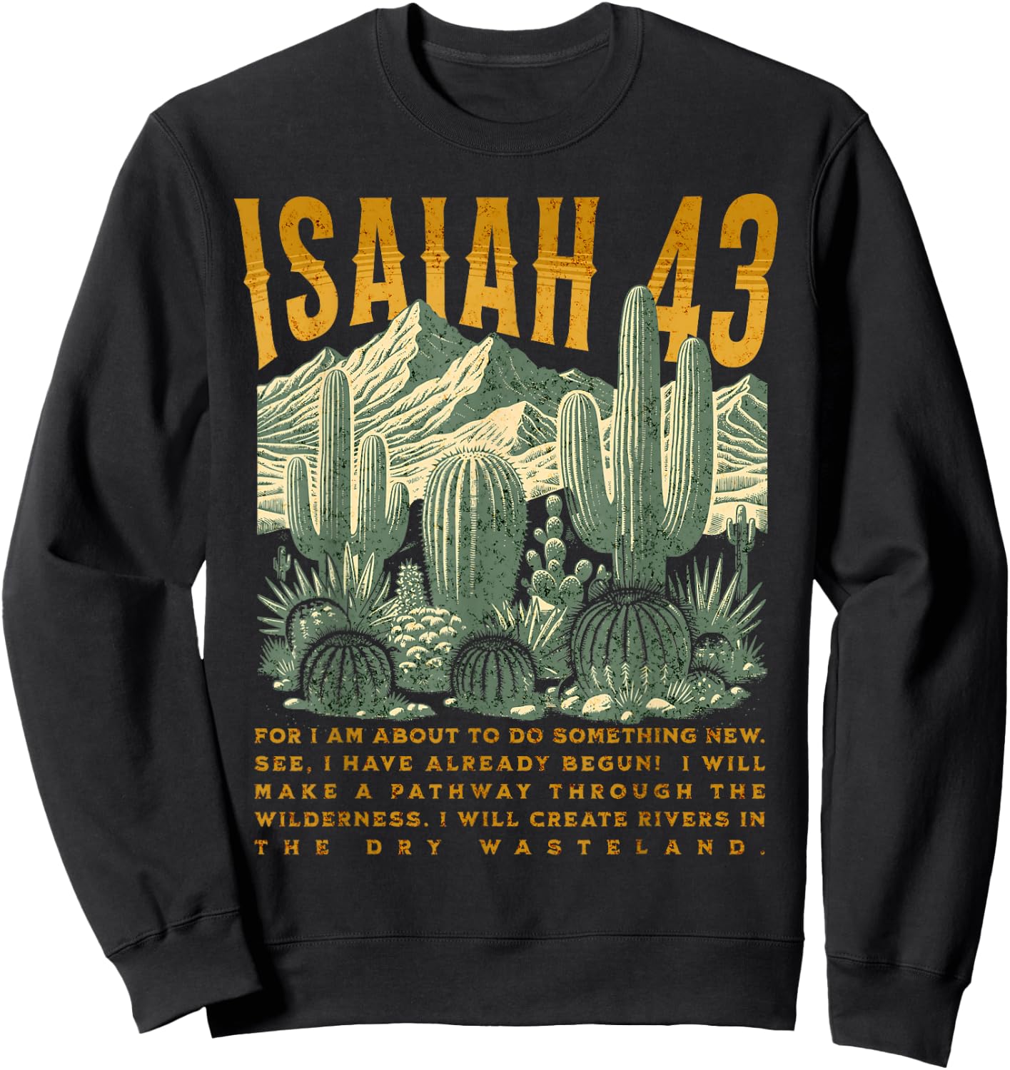 Boho Christian Bible Verse Trendy Jesus Southwest Cactus Sweatshirt - Sweatshirt | Black