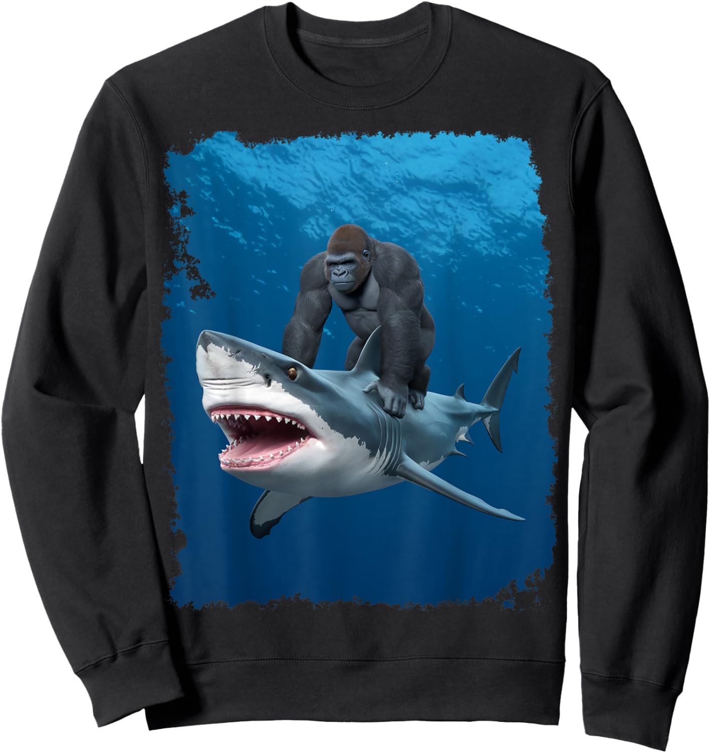Funny Meme I Love Shark I Love Gorilla Weird Sweatshirt - Sweatshirt | Black