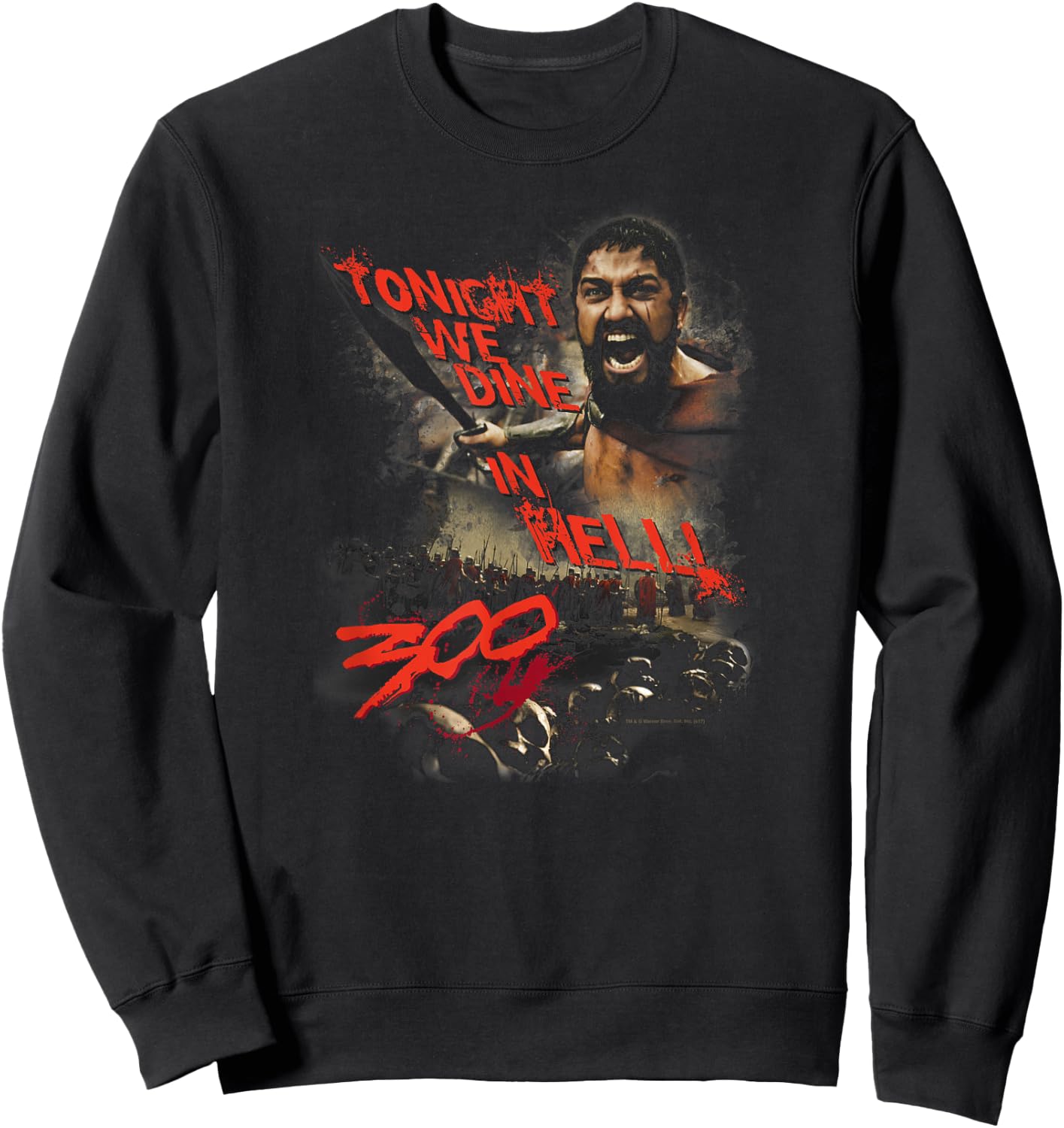 Warner Bros. 300 Movie Dine in Hell -Adults Black Cotton Blend Sweatshirt - Sweatshirt | Black