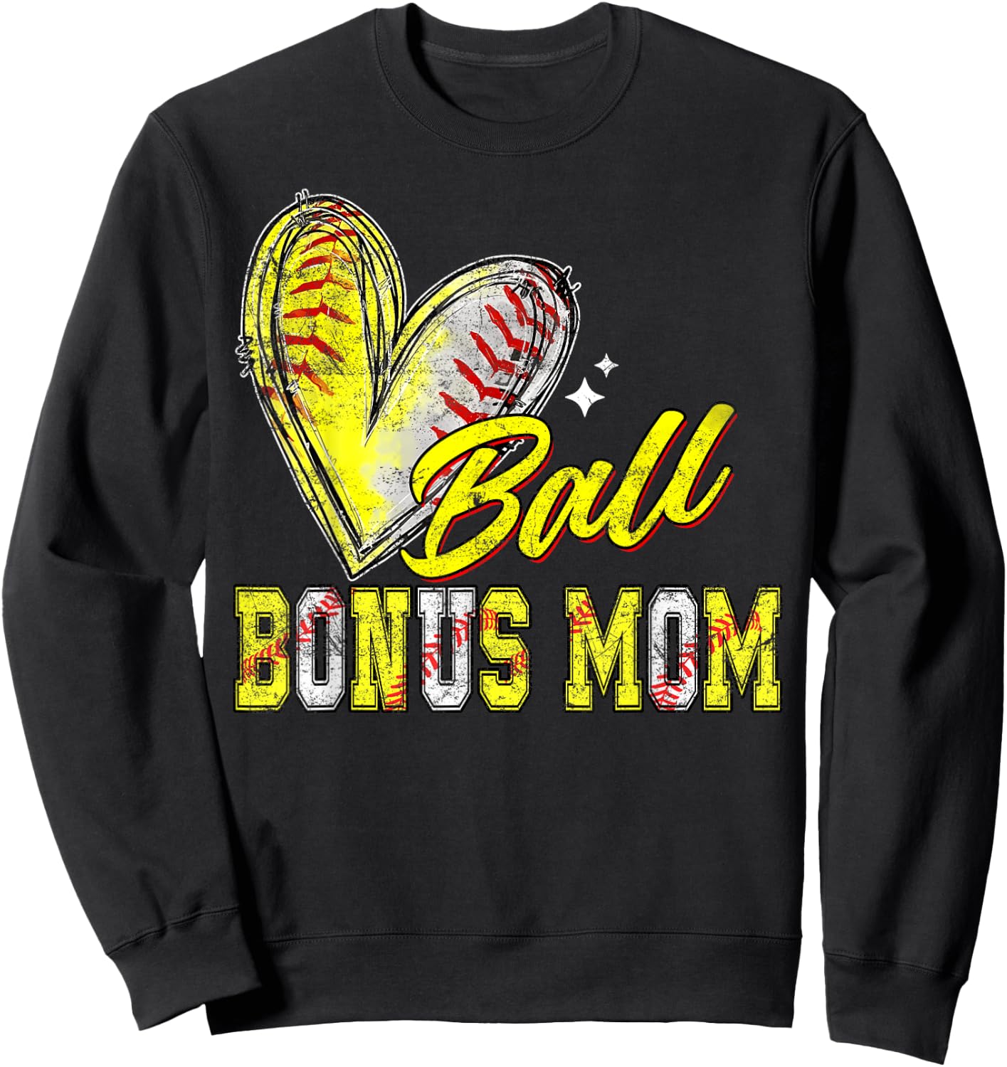 Funny Ball Bonus Mom Softball Baseball Bonus Mom Sweatshirt - Sweatshirt | Black