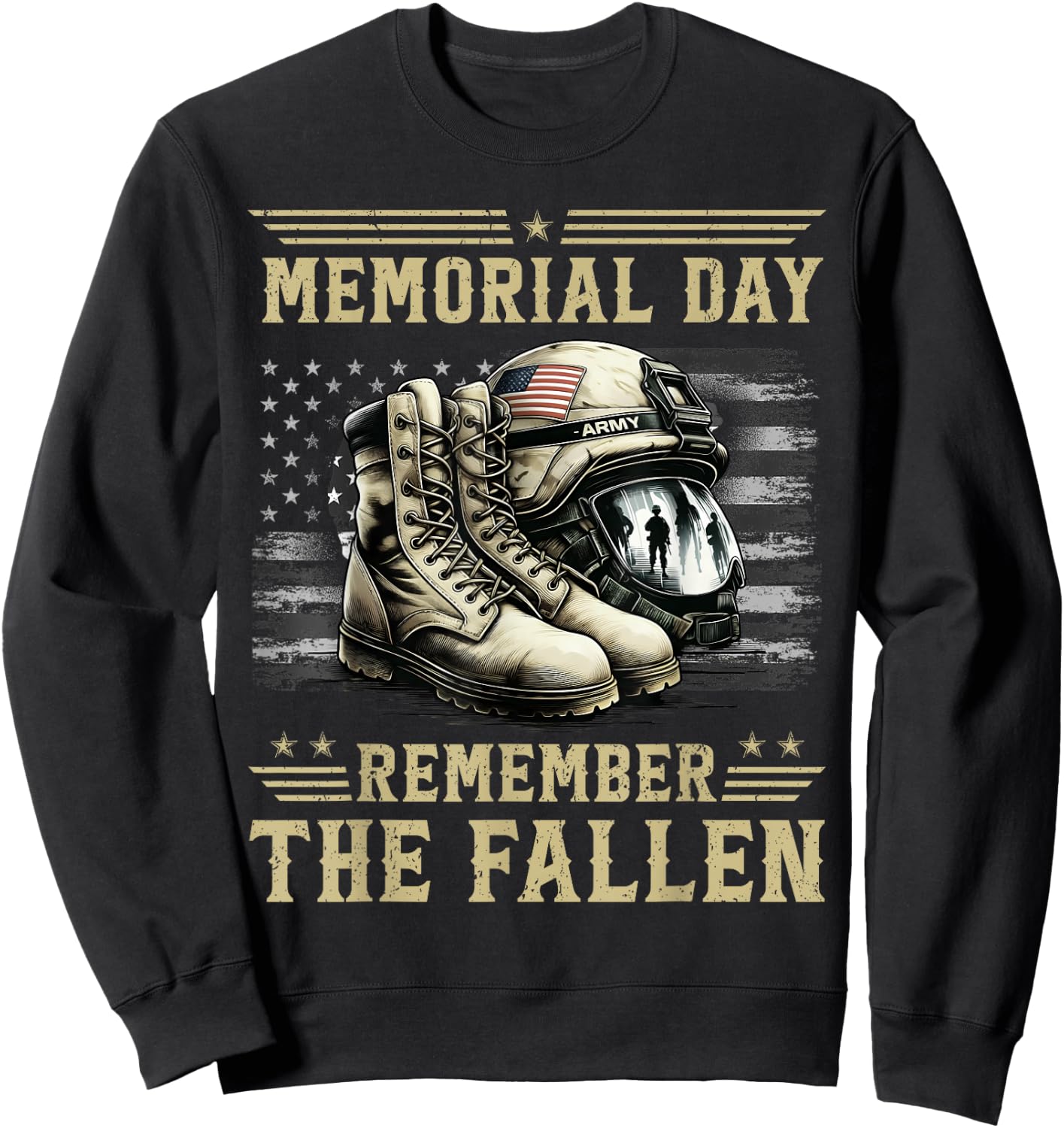 Memorial Day Remember The Fallen Veteran Military Camouflage Sweatshirt - Sweatshirt | Black