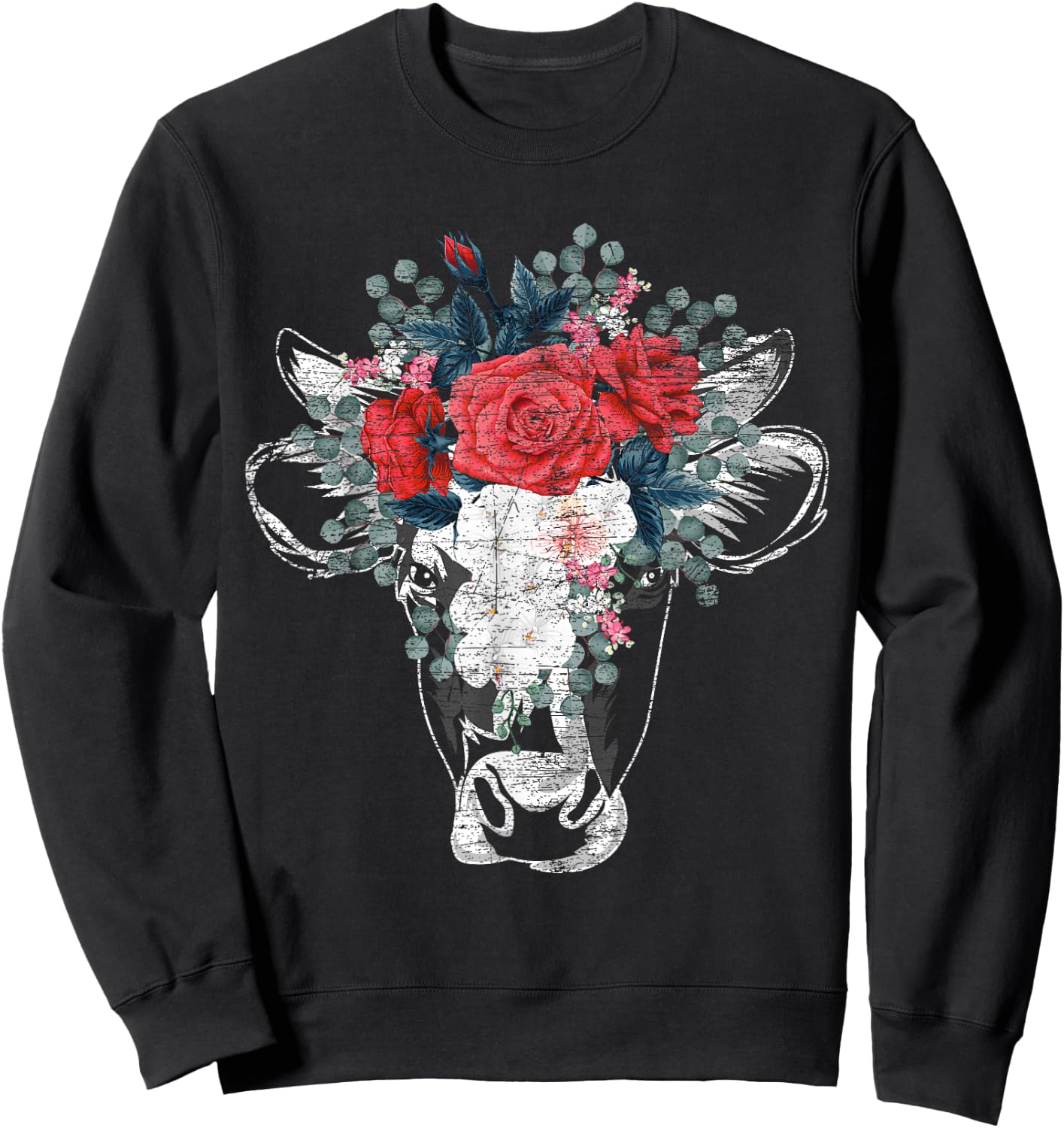 Flower Cow Sweatshirt - Sweatshirt | Black