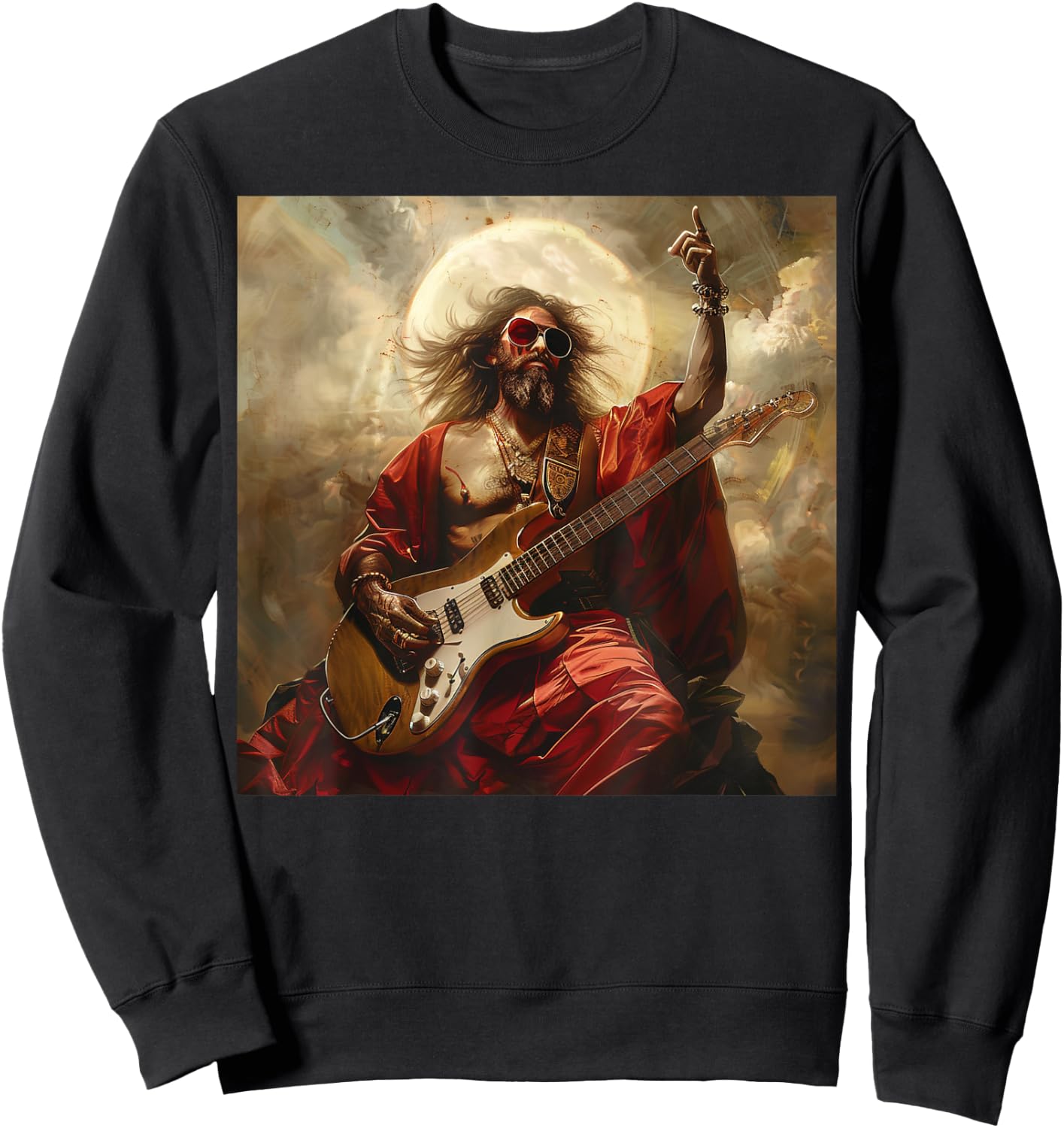 Heavy Metal Jesus Christ Guitar Sweatshirt - Sweatshirt | Black