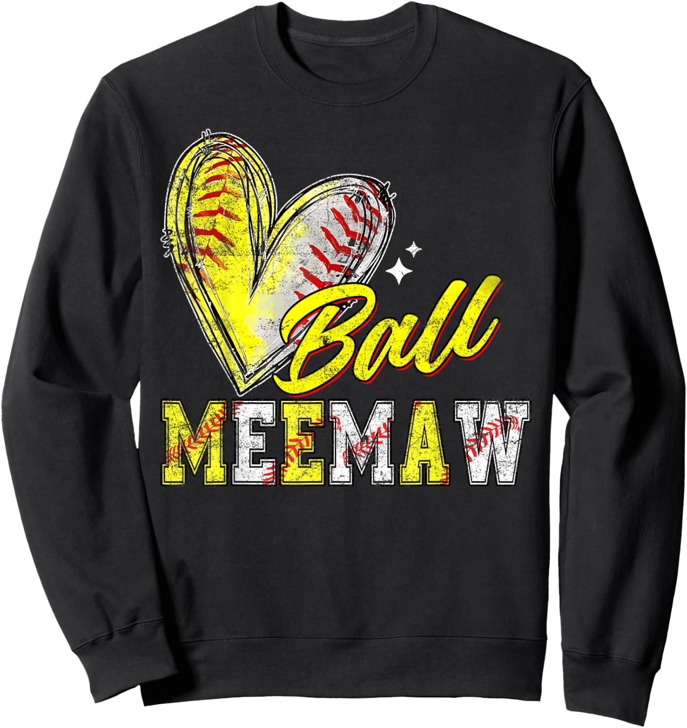 Funny Ball Meemaw Softball Baseball Meemaw Sweatshirt - Sweatshirt | Black