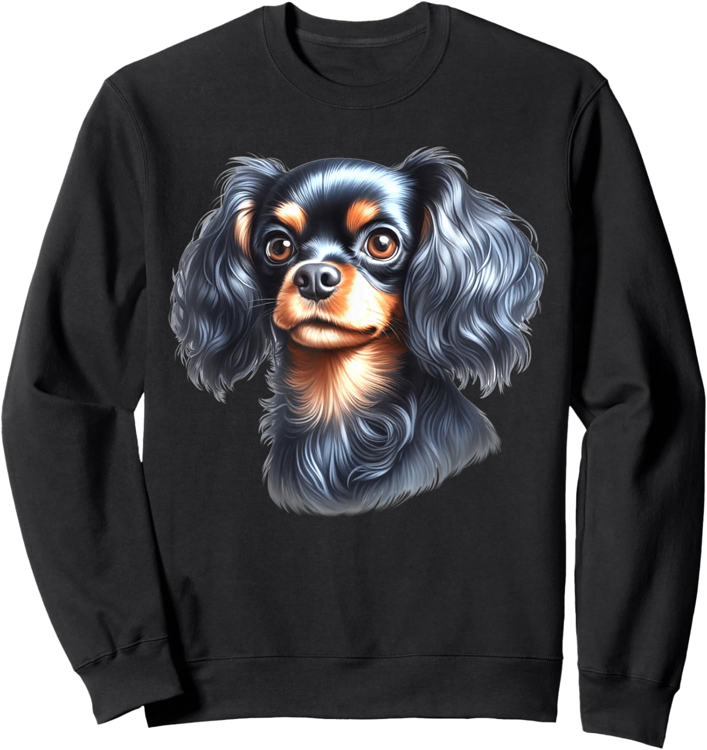 English Toy Spaniel Dog Portrait Sweatshirt - Sweatshirt | Black