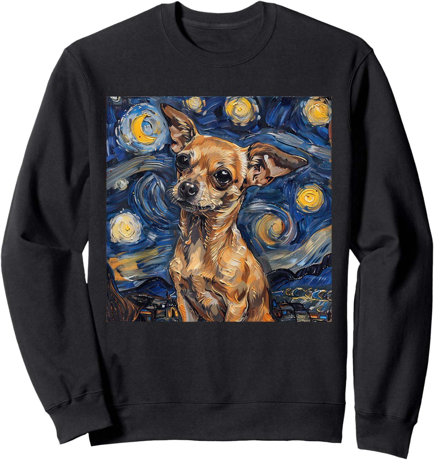 Chihuahua Van Gogh Starry Night Sweatshirt - Sweatshirt | Black
