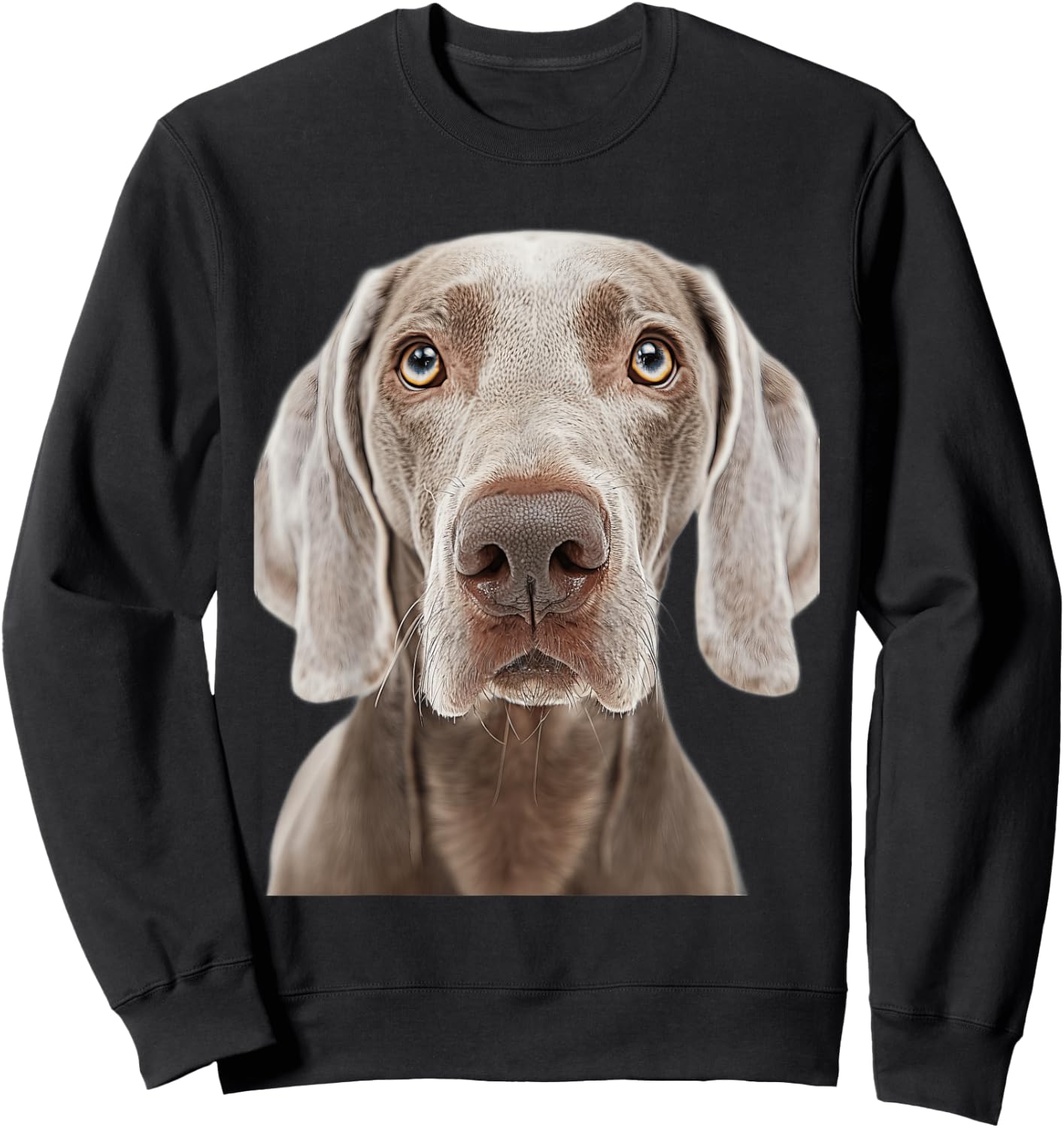 Weimaraner Face Design -Adults Kids Black Small Classic Fit Short Sleeve Sweatshirt - Sweatshirt | Black