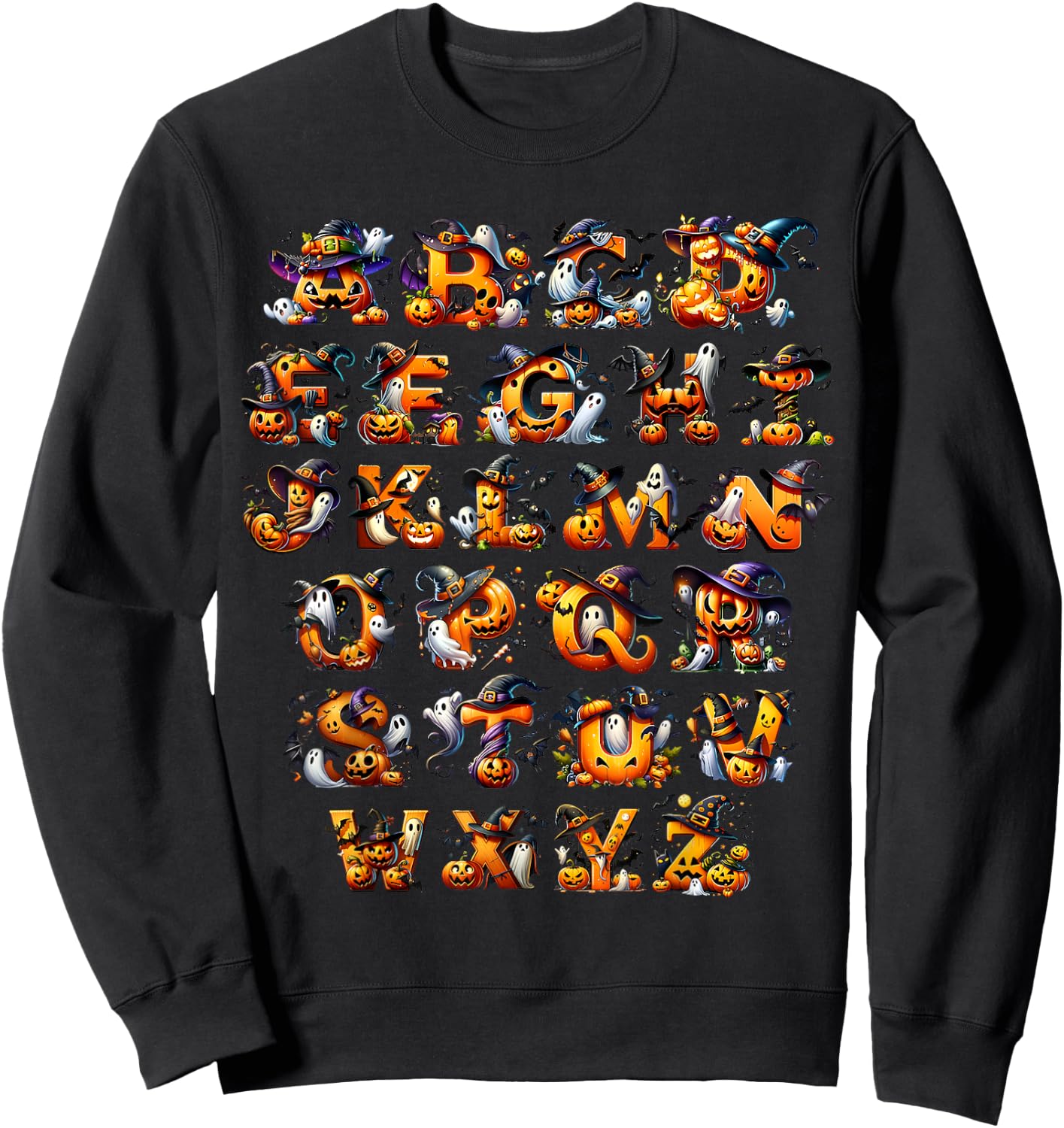 Spooky Halloween Alphabet ABCs Kindergarten Teacher Kids Sweatshirt - Sweatshirt | Black