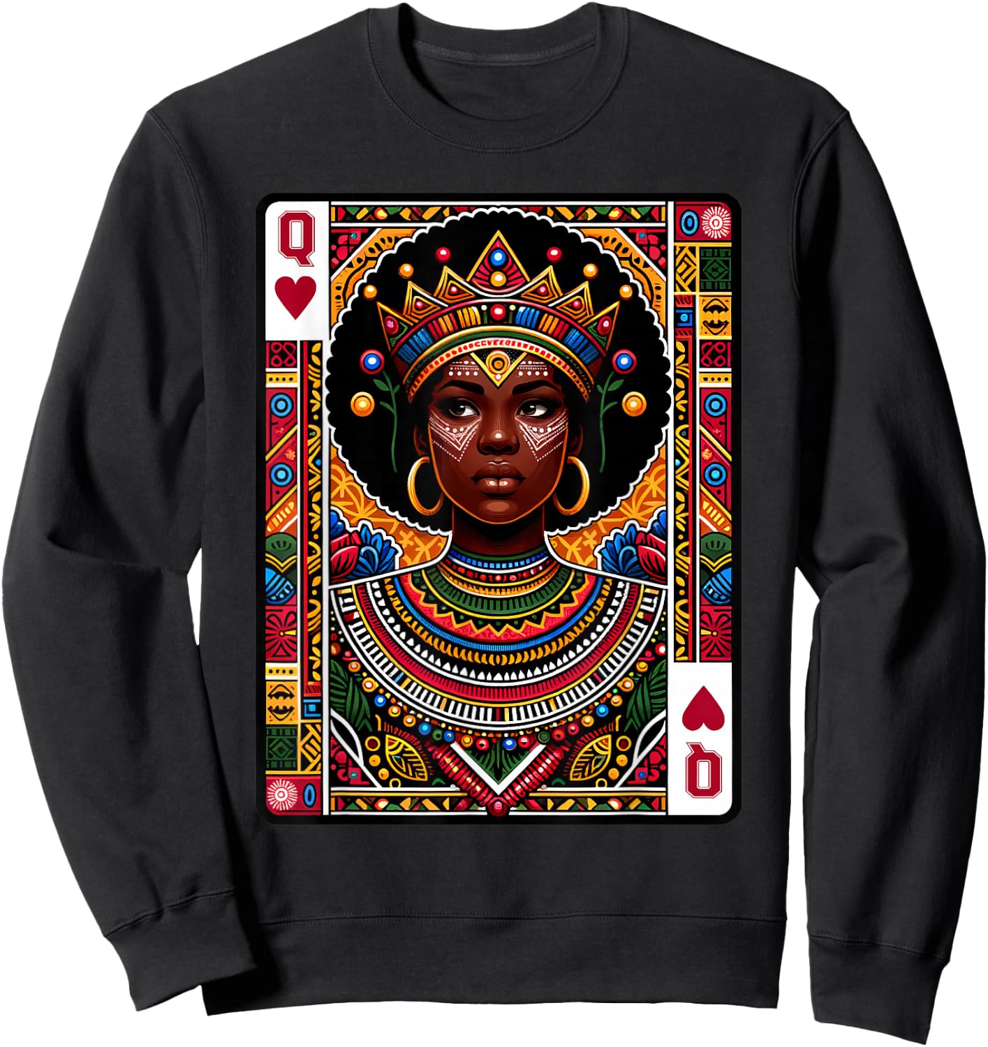 African Queen Card Melanin Black Pride BLM Juneteenth Sweatshirt - Sweatshirt | Black