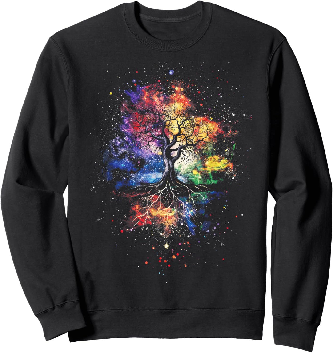 Tree Life Fantasy Mystical Nature Spiritual -Adults , Black, Small, Short Sleeve, Graphic, All Seasons, Pull On, 1 Count, Artistic Design, Lightweight Comfort Sweatshirt - Sweatshirt | Black