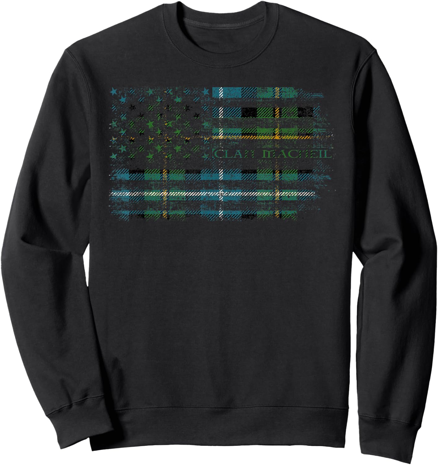 Clan MacNeil of Barra Scottish tartan US flag kilt Scotland Sweatshirt - Sweatshirt | Black