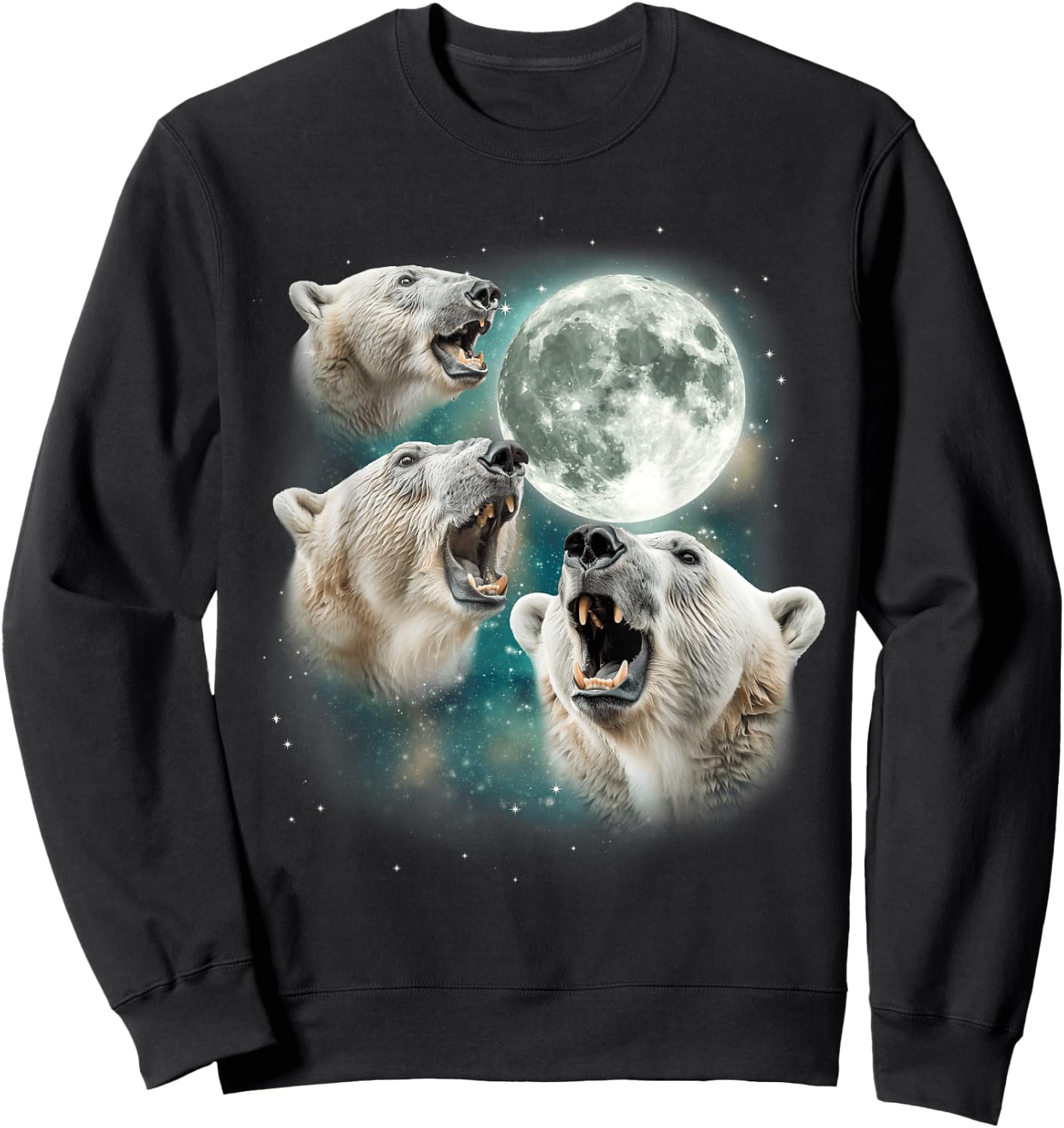 3 Snow Bear Moon | Funny Arctic Wildlife Howling Parody Sweatshirt - Sweatshirt | Black