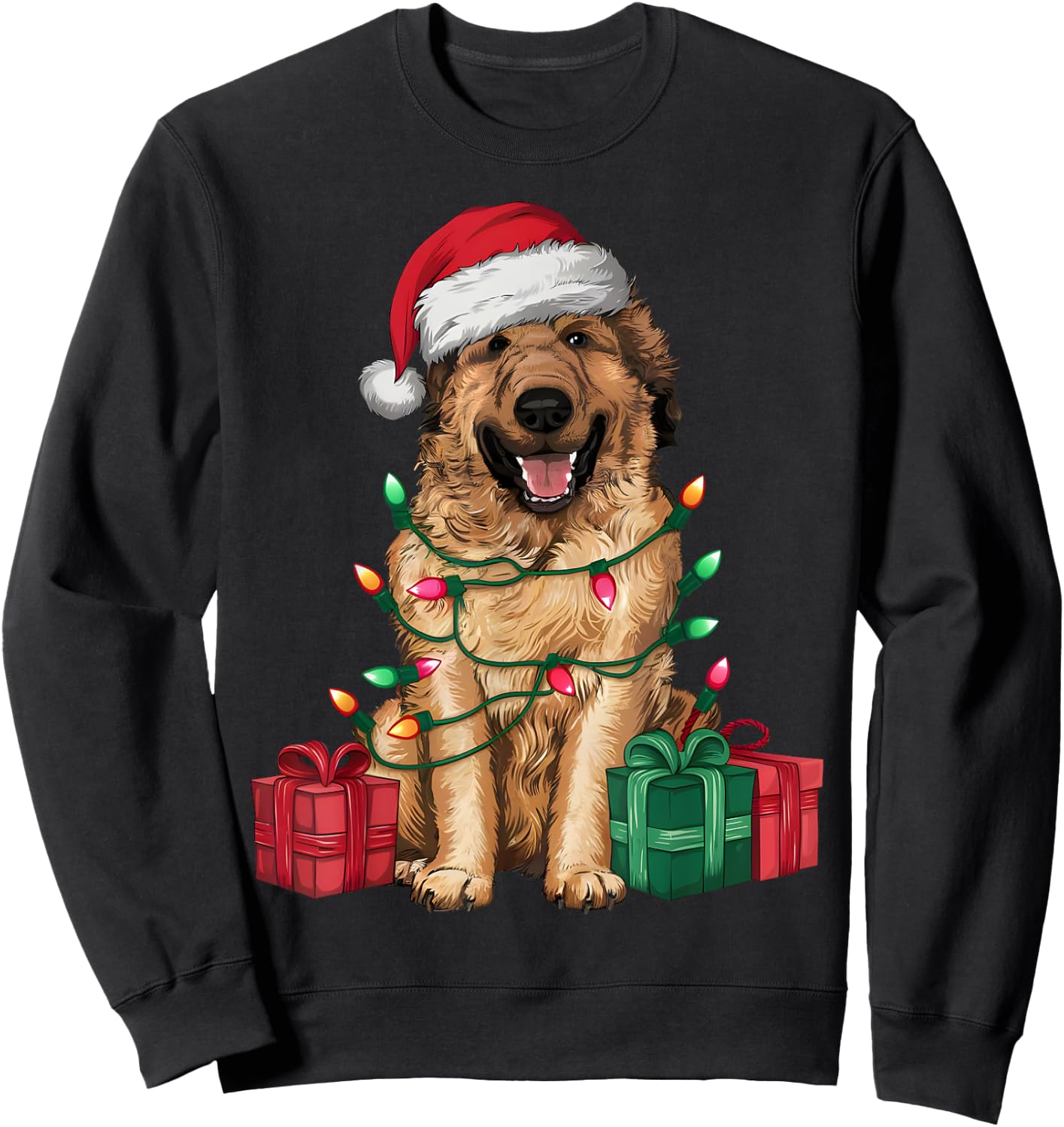 Xmas Lighting Santa Hat Anatolian Shepherd Dog Christmas Women Kids Sweatshirt - Sweatshirt | Black