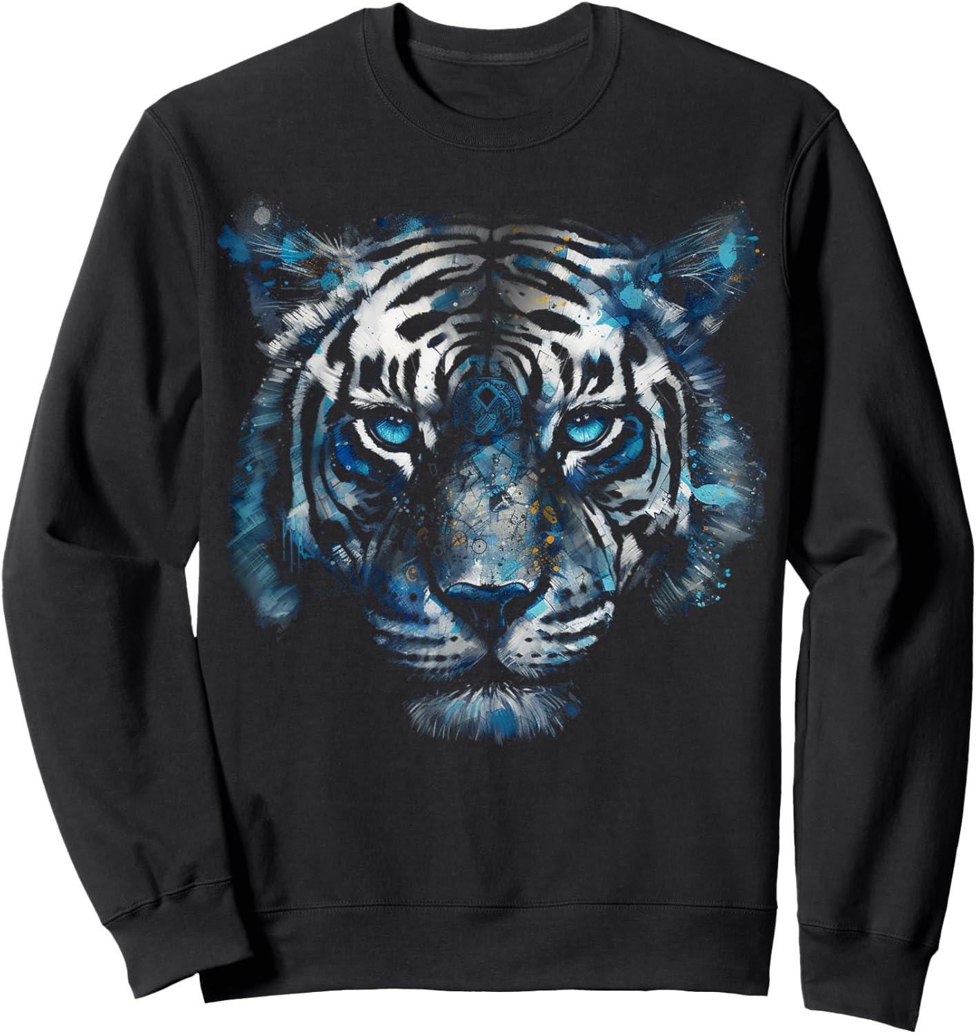 Tiger Artwork - Blue Eyes - Animal Art Tiger Sweatshirt - Sweatshirt | Black