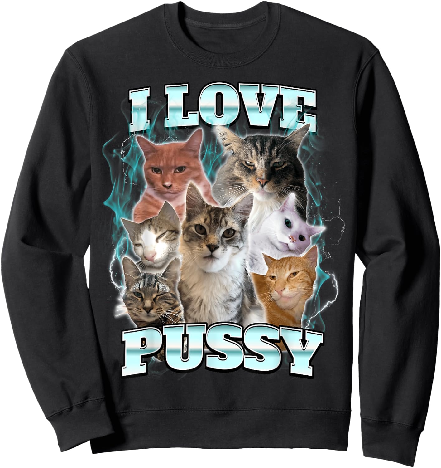 I Love Pussy Cat Men Women Sweatshirt - Sweatshirt | Black