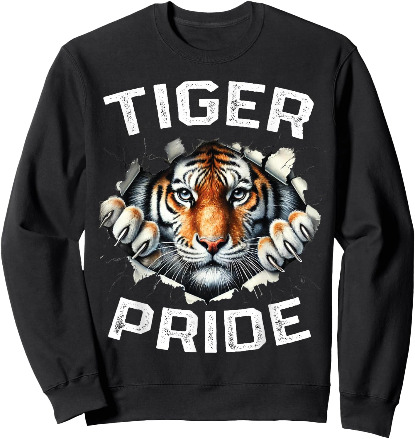 Tiger Pride Vintage Retro Tiger School Sports Team Sweatshirt - Sweatshirt | Black