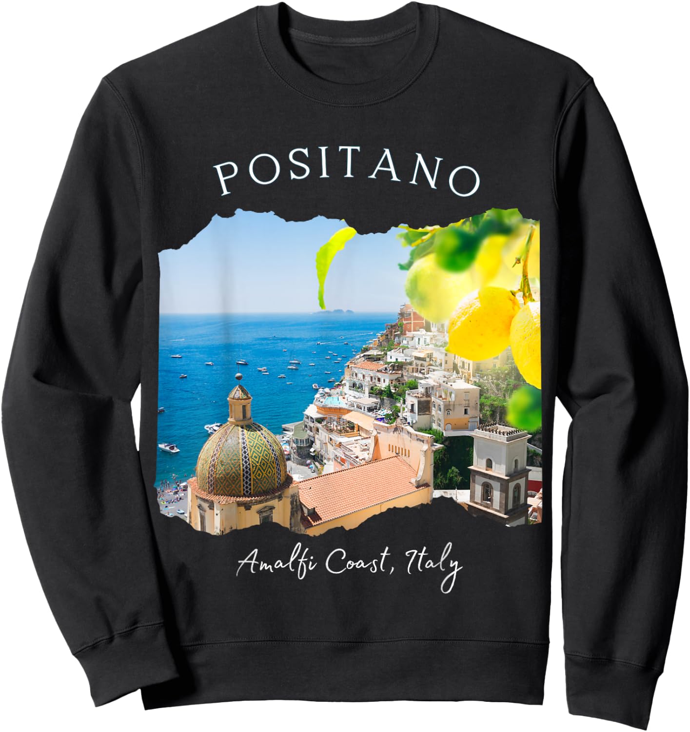 Positano Italy European Vacation Lemons Women Souvenir Sweatshirt - Sweatshirt | Black