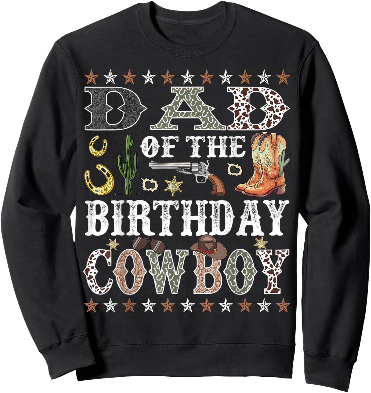 Dad Of The Birthday Cowboy Rodeo Dad Sweatshirt - Sweatshirt | Black