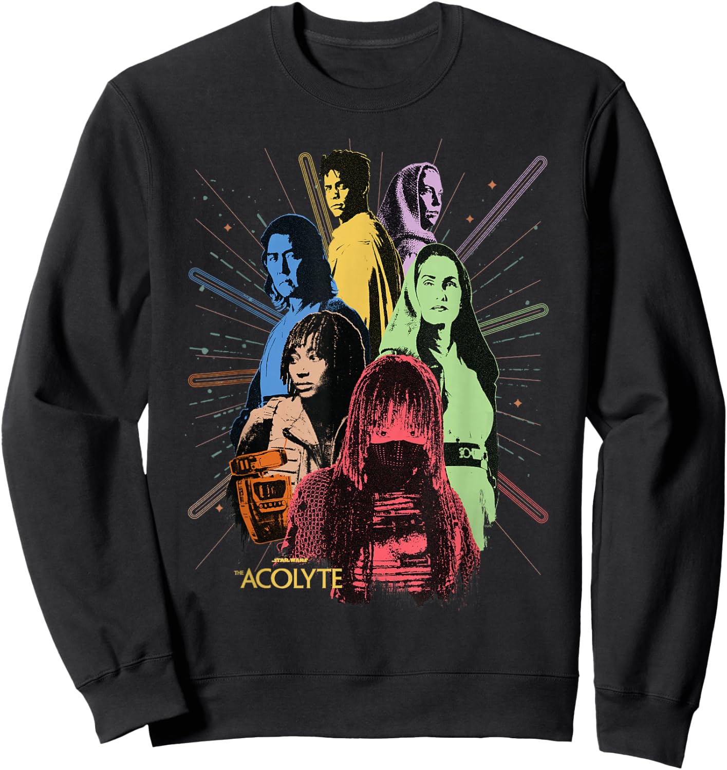 Star Wars The Acolyte Disney+ Retro Colour Block Characters Sweatshirt - Sweatshirt | Black