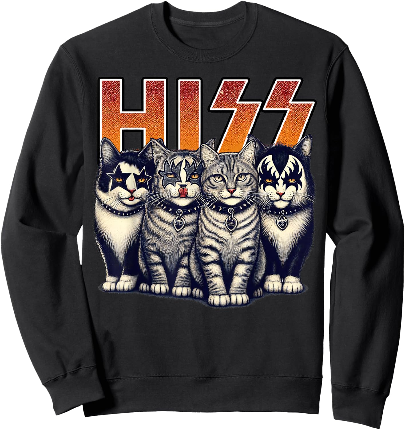 Hiss Funny Cats Kittens Rock Rockin Birthday Gifts Idea Sweatshirt - Sweatshirt | Black