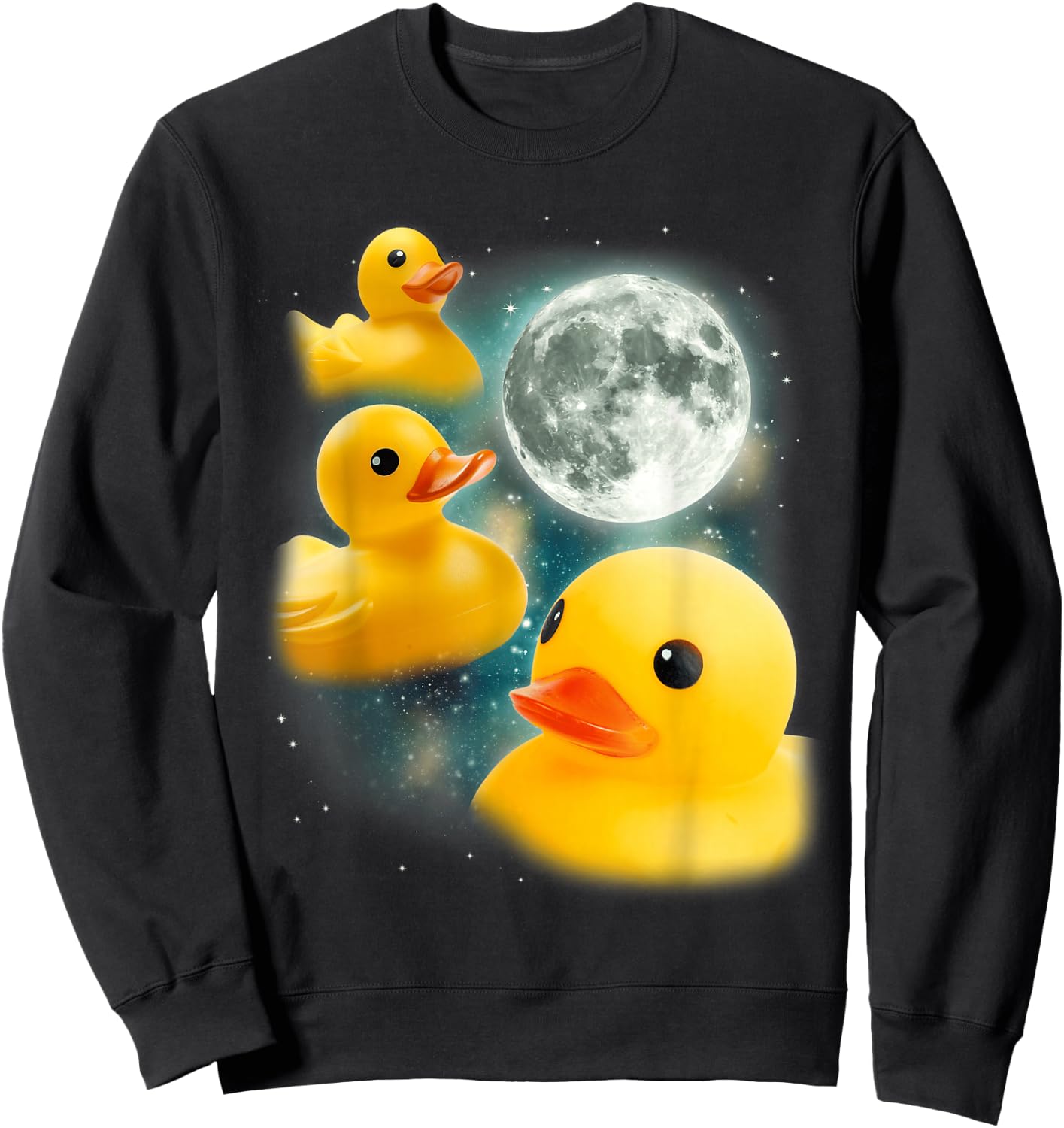 Three Rubber Duck Moon | Cursed Bath Toy Funny Rubber Duck Sweatshirt - Sweatshirt | Black