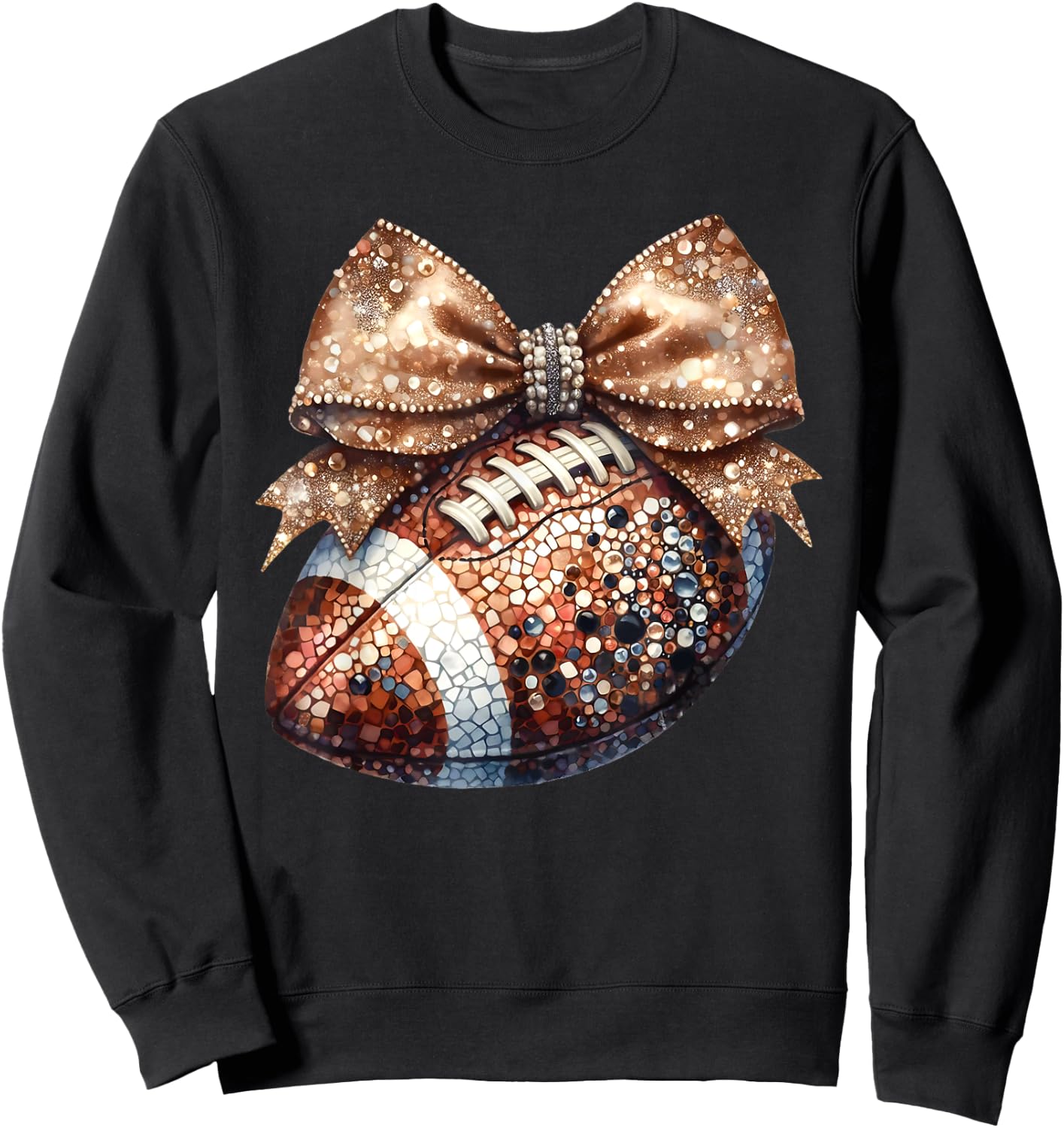 Coquette Bow American Football Game Day Thanksgiving Autumn Sweatshirt - Sweatshirt | Black