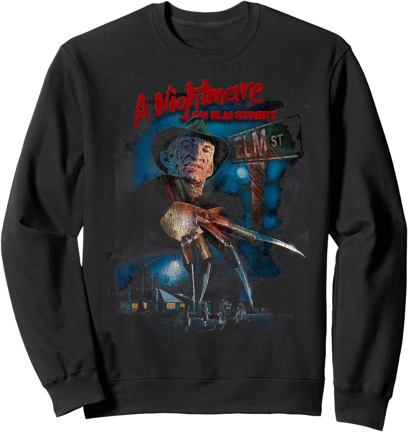 A Nightmare On Elm Street Freddy Poster Fade Sweatshirt - Sweatshirt | Black