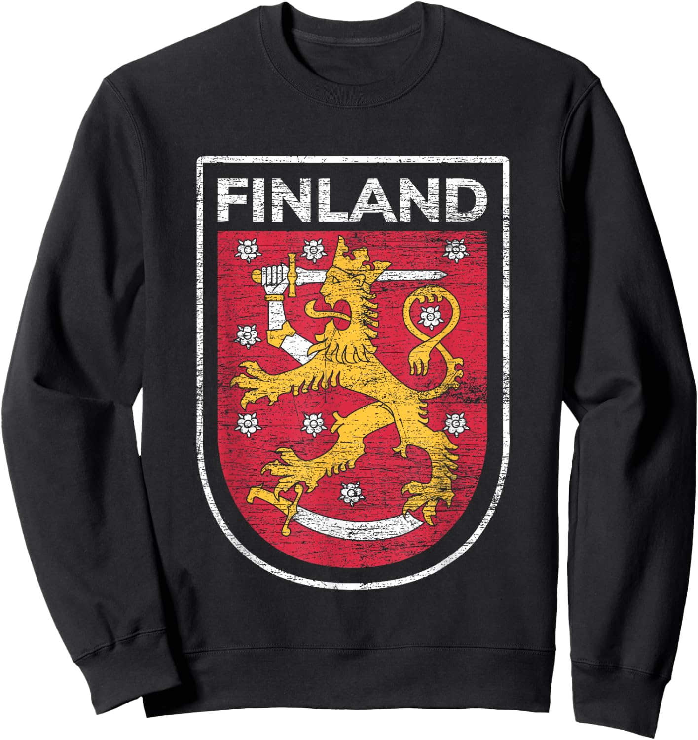 Scandinavia Helsinki & Finland Gifts Finland Western Black Small Short Sleeve Classic Fit Lightweight Lace Embellishment Sweatshirt - Sweatshirt | Black