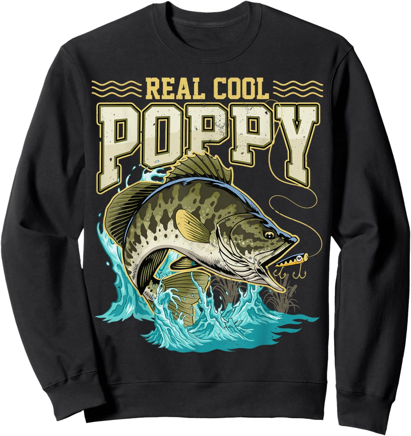 Reel Cool Poppy Fishing Gifts Poppy Father's Day Sweatshirt - Sweatshirt | Black