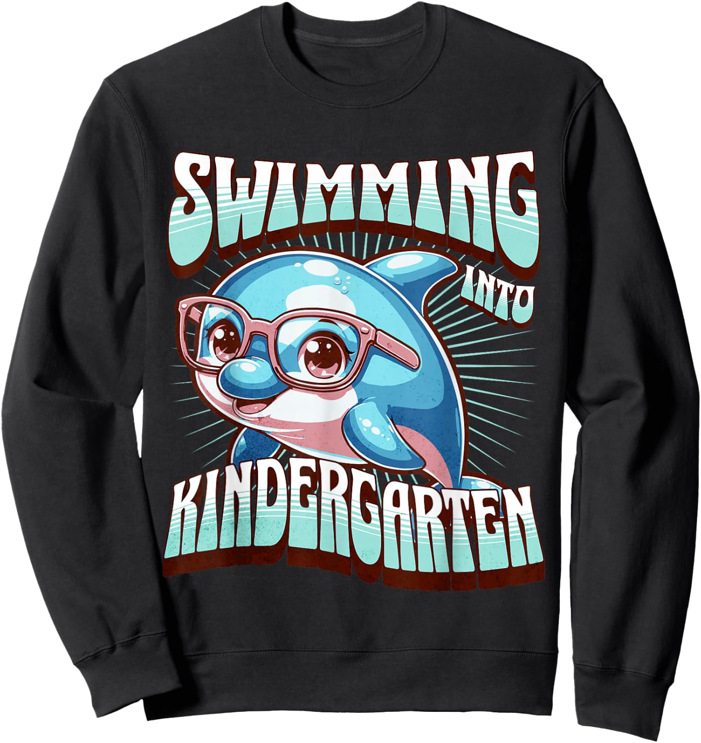 Swimming Into Kindergarten Cute Dolphin Back to School Kid Sweatshirt - Sweatshirt | Black