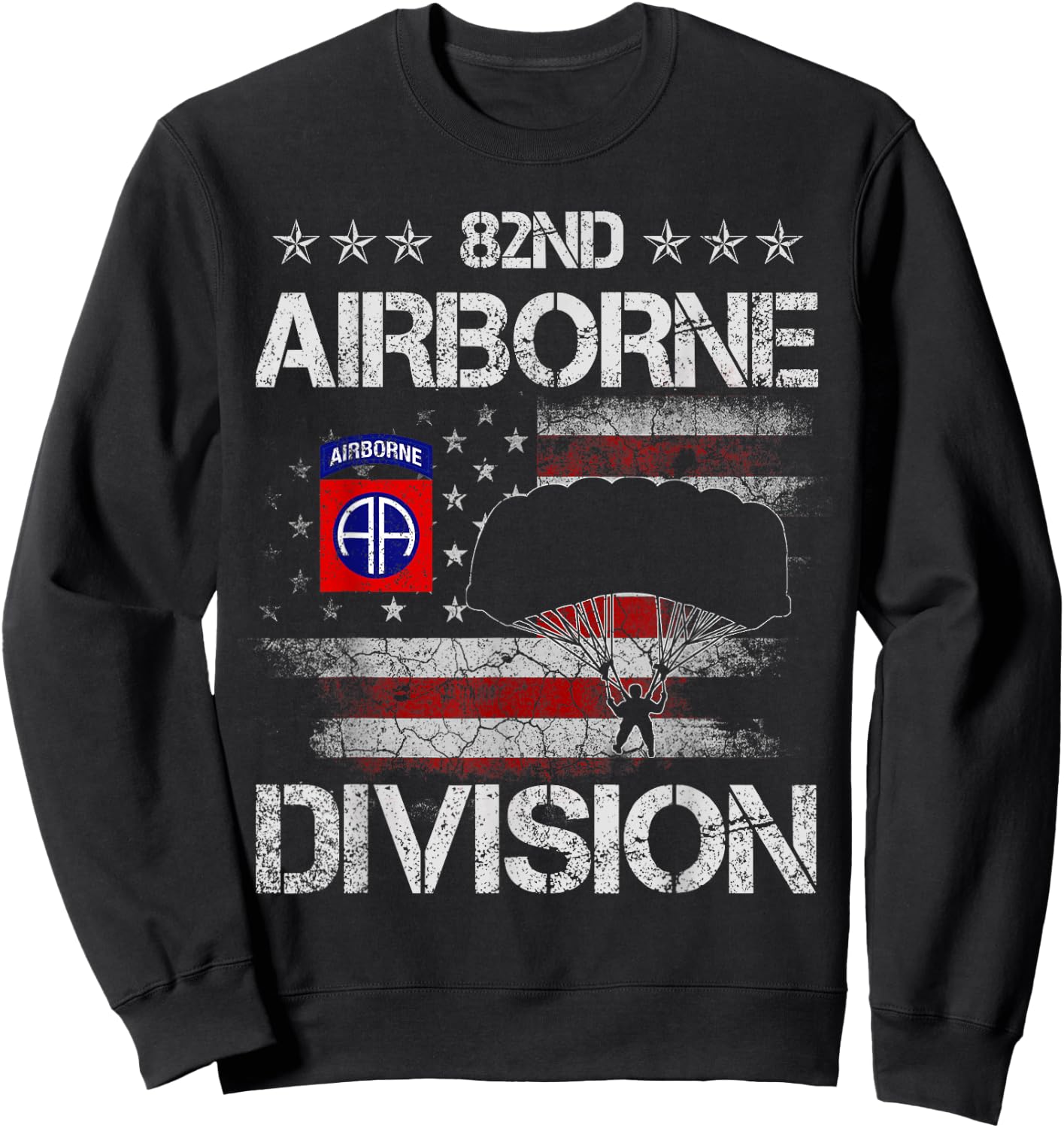 82nd Airborne Division Veteran Flag , Veterans Day Sweatshirt - Sweatshirt | Black