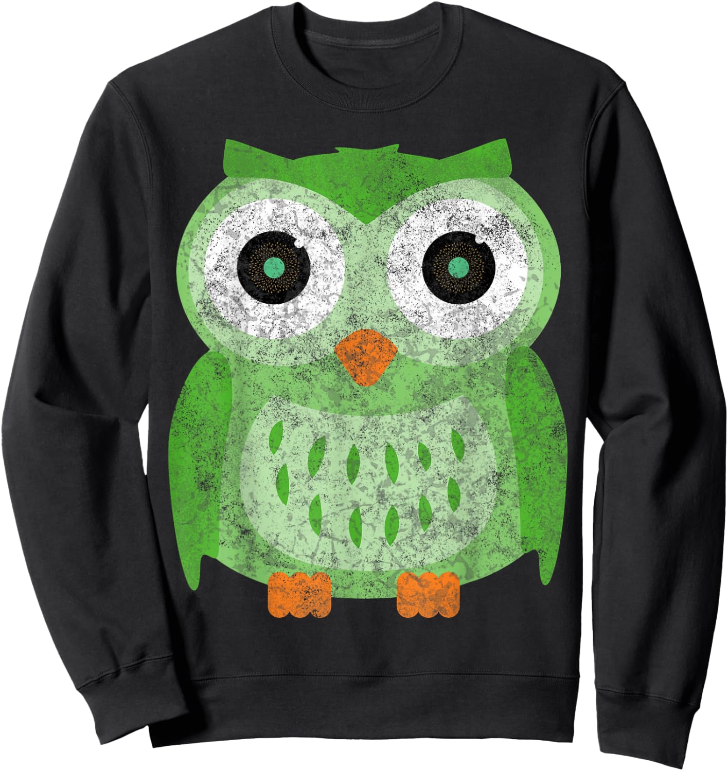 Large Green Owl for Any Owl Fan - Vintage Owls Sweatshirt - Sweatshirt | Black