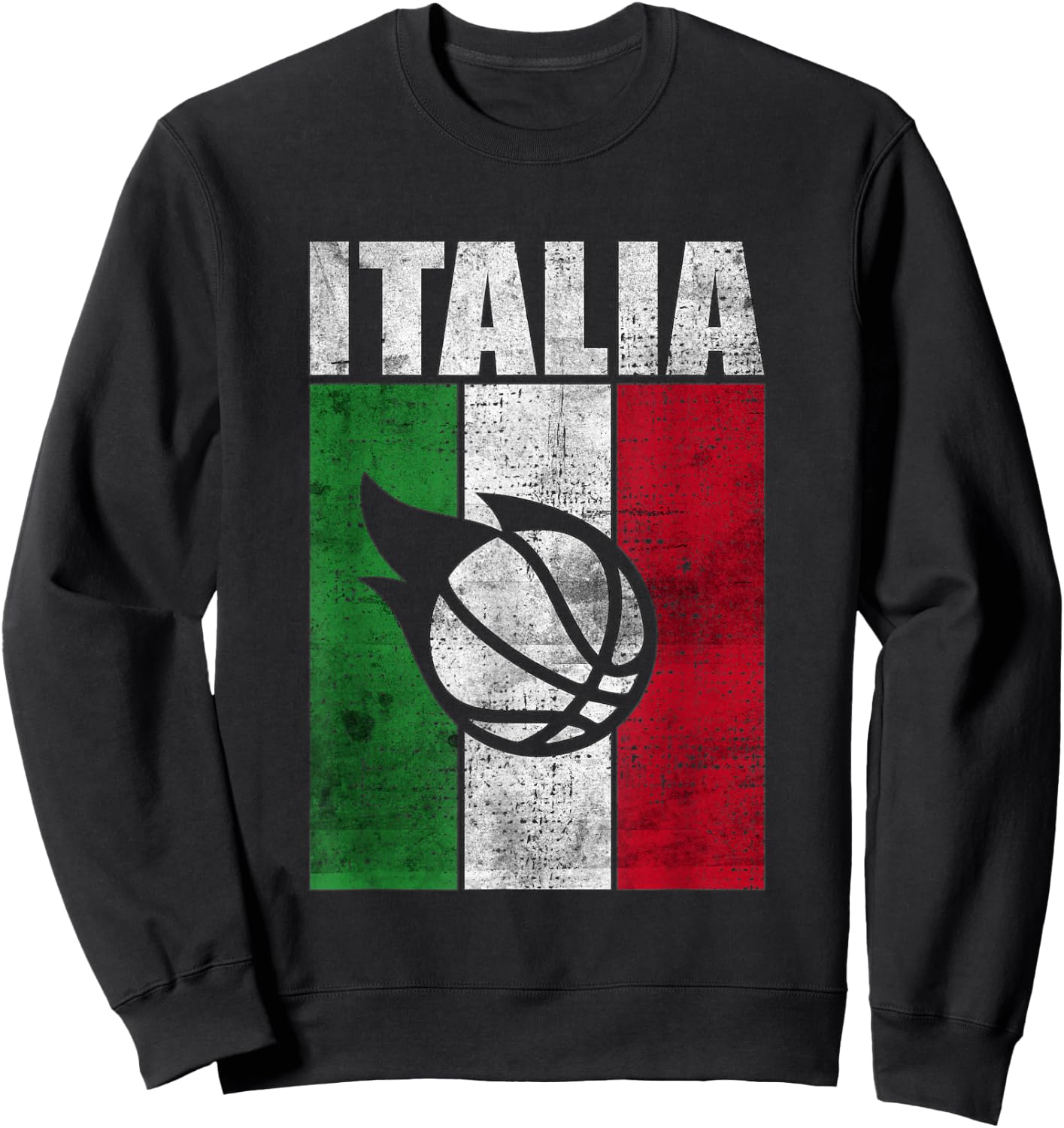Italia Basketball Italy Flag Retro Vintage Grunge Art Sweatshirt - Sweatshirt | Black