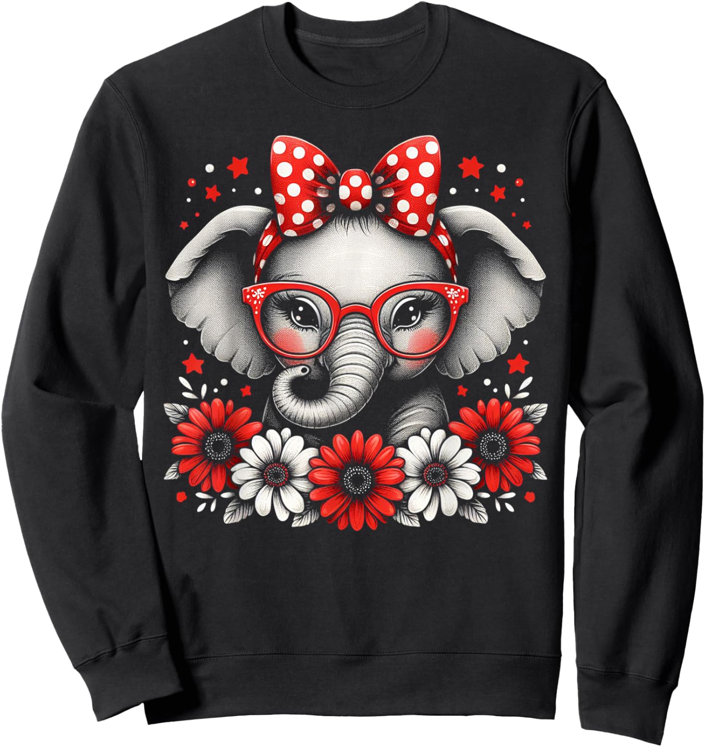 Elephant Nerd Glasses Headbands Clothes Gift Elephant Sweatshirt - Sweatshirt | Black
