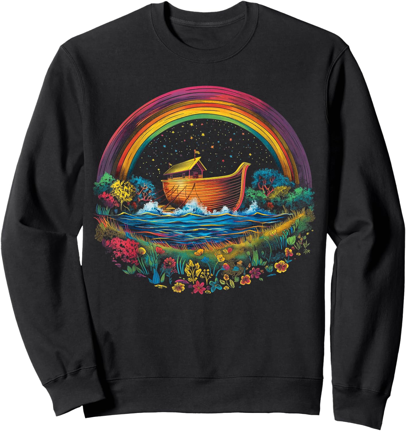 Noah's Ark Christian Rainbow Popart - Religious Catholic Sweatshirt - Sweatshirt | Black